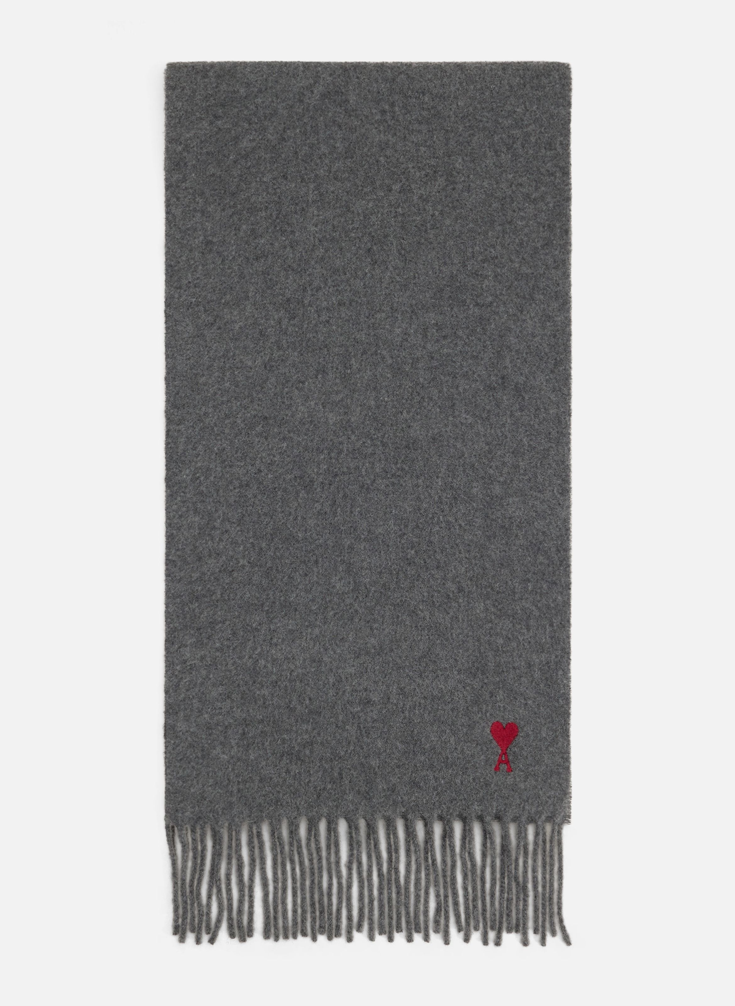 Echarpe unisexe en laine ami de coeur AMI PARIS Gris