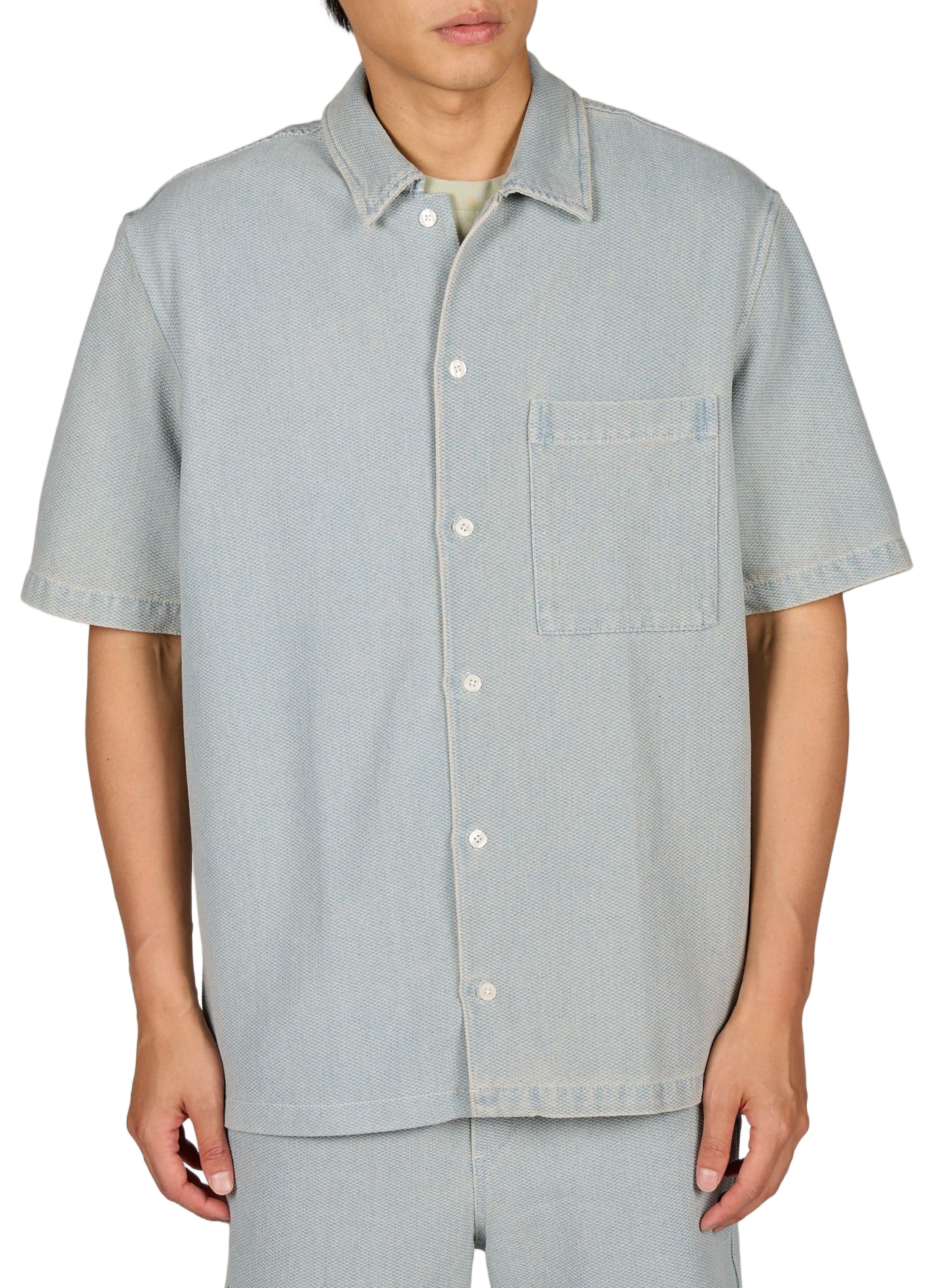 Cotton jacquard denim shirt SAMSOE SAMSOE Blue
