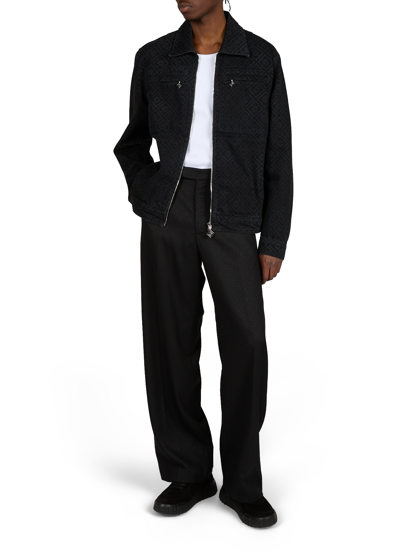 Jas met katoenen denim monogram CASABLANCA PARIS Zwart