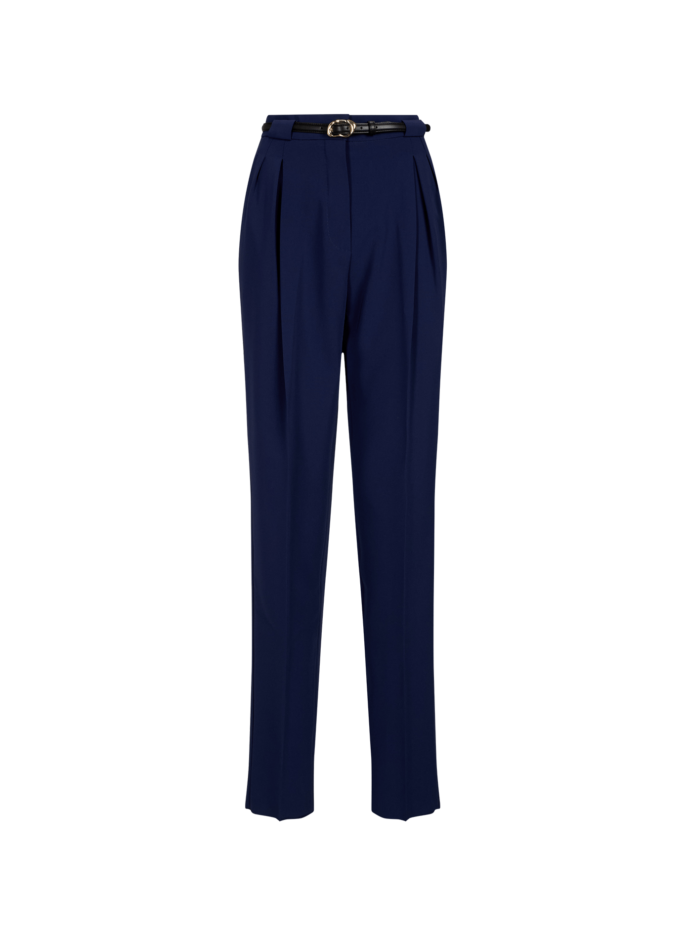 Pantalon carotte uni à plis  Navy