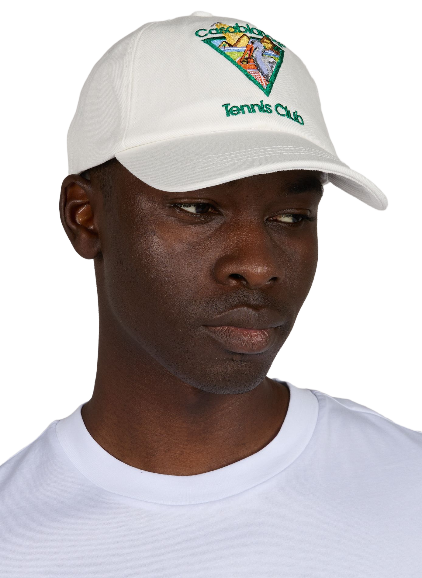 Baseballkappe Pyramid Abduction Tennis Club bestickt aus Baumwolle CASABLANCA PARIS Weiss