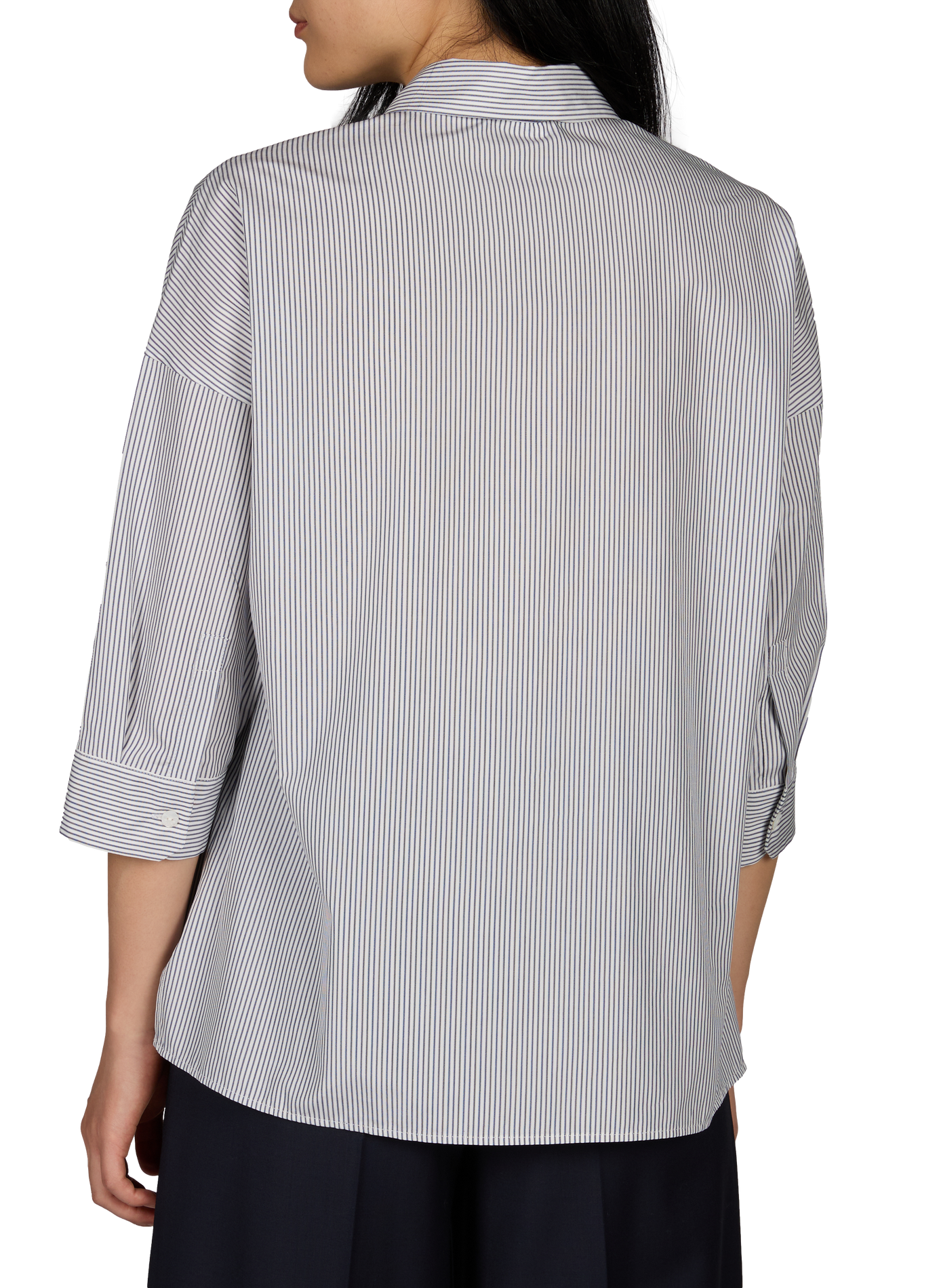 Striped cotton shirt with three-quarter sleeves MAX MARA WEEK END Blue