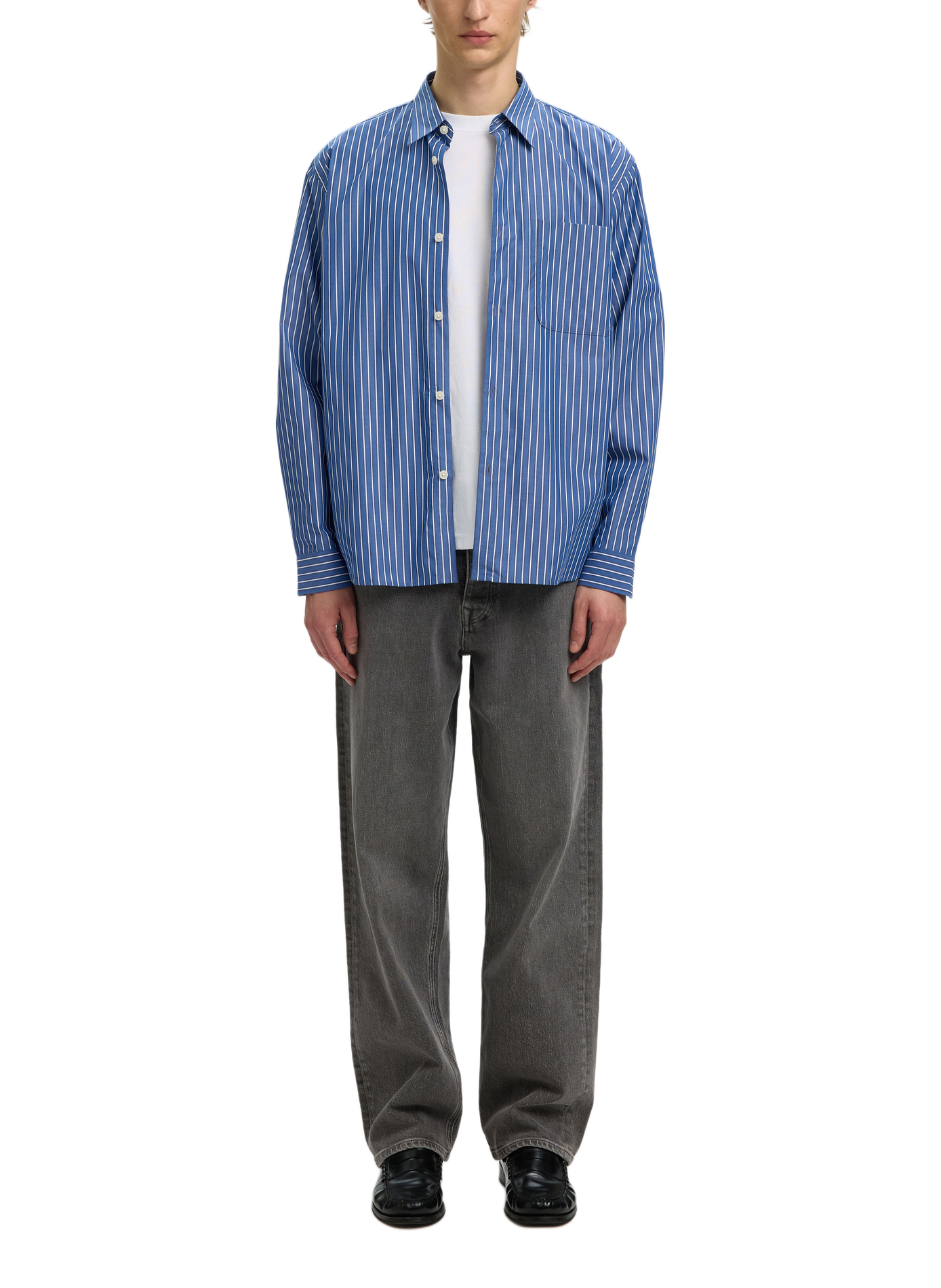 Chemise col classique en coton SELECTED Bleu