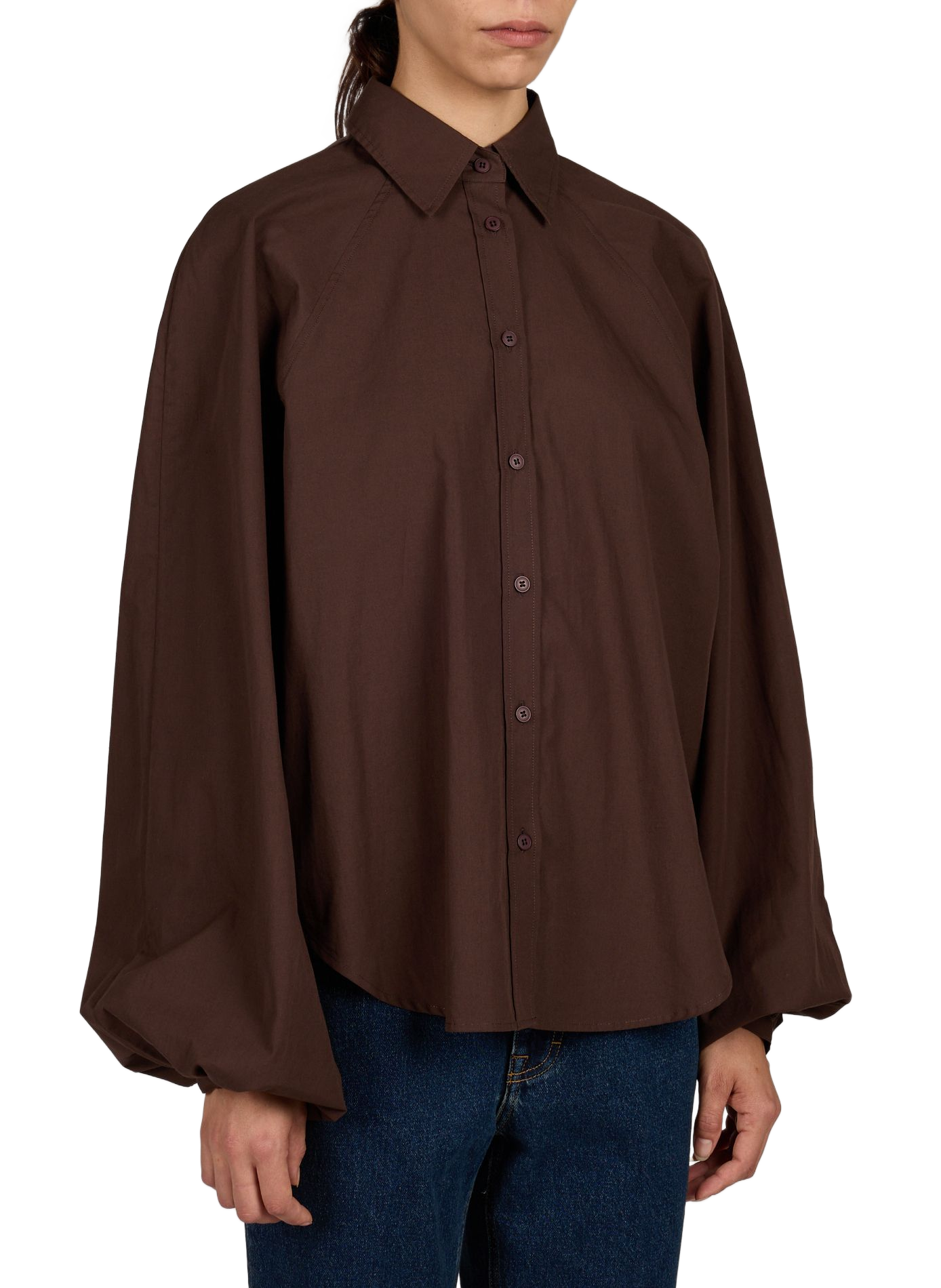 Chemise manches ballon en coton CLOSED Marron