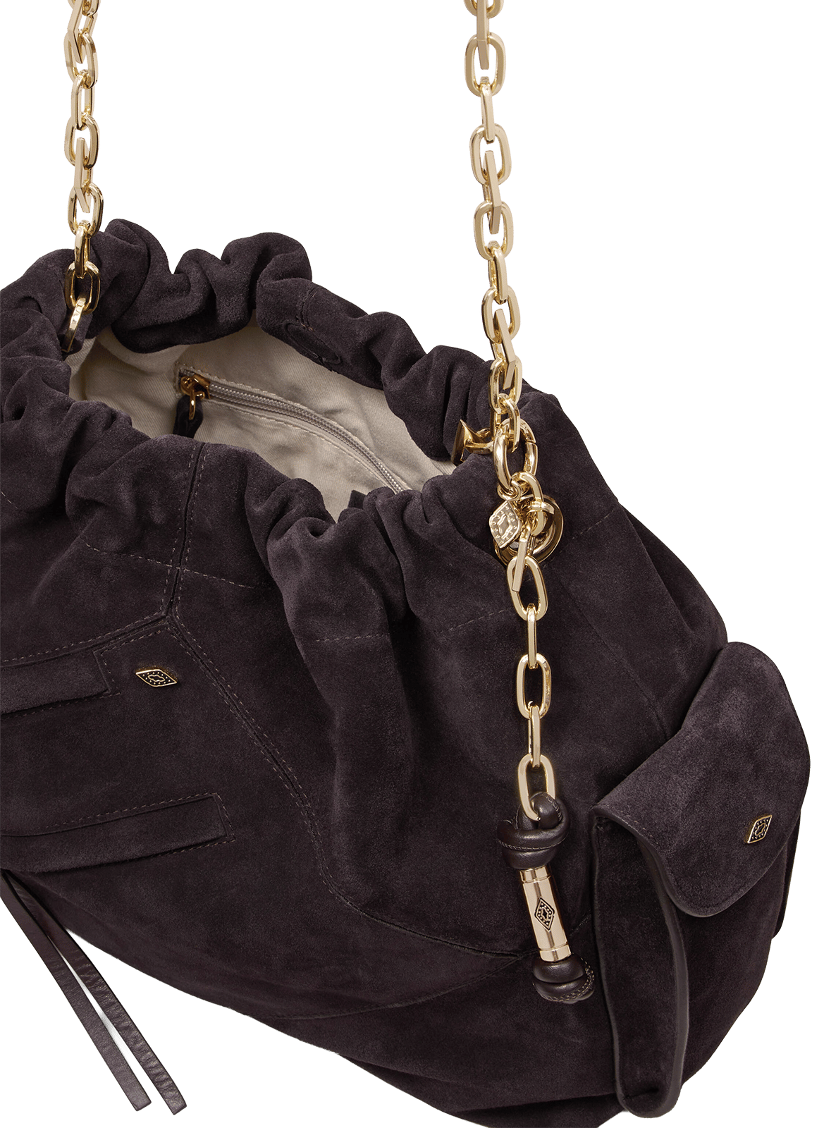 Leren schoudertas June tote BA&SH Paars