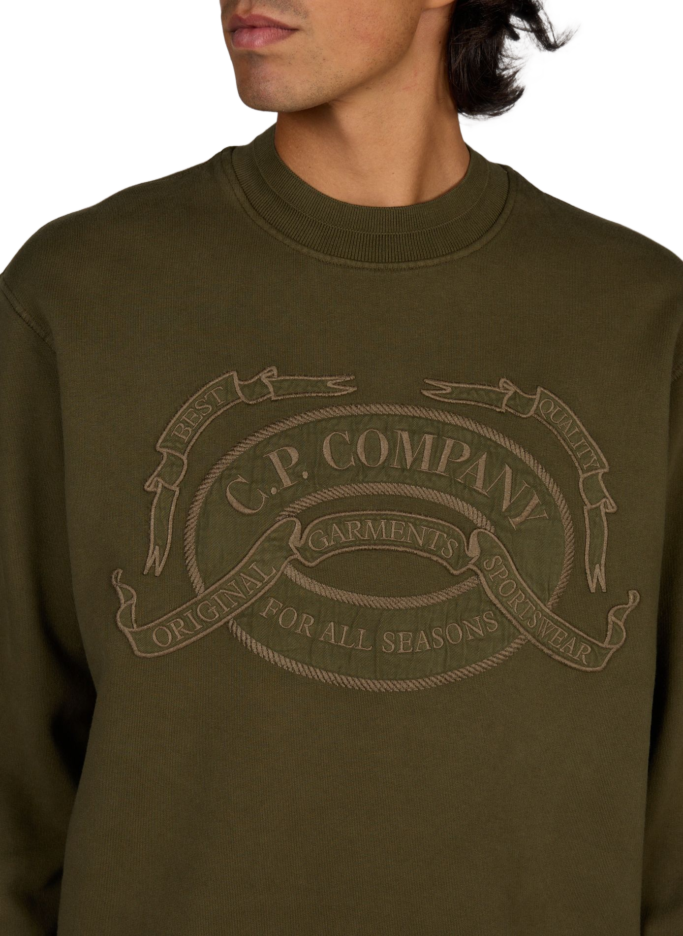 Cotton screen-printed sweatshirt CP COMPANY Khaki