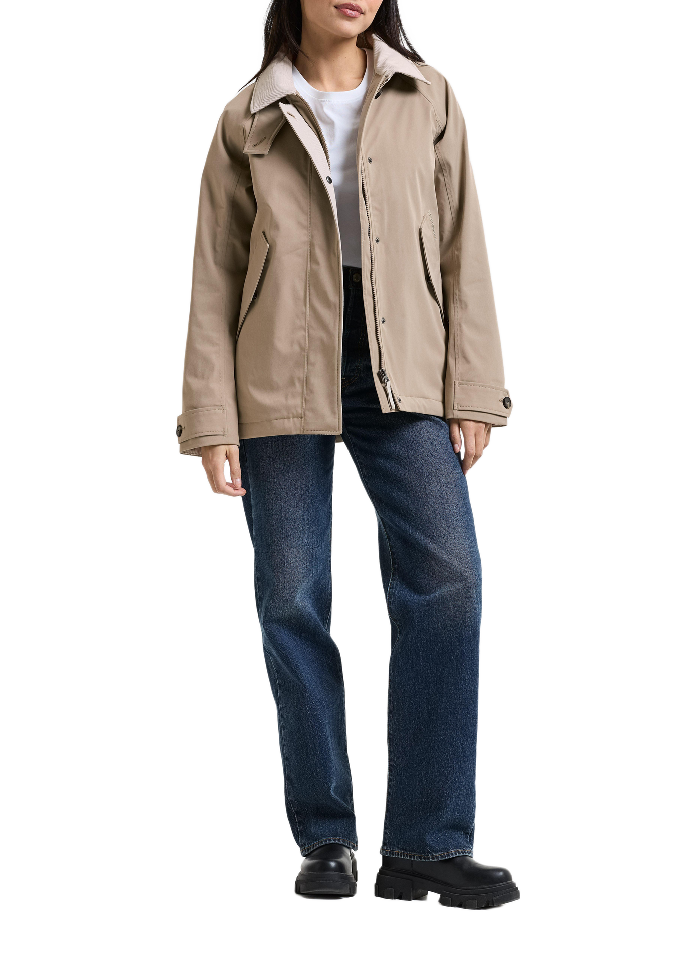 Lynn cropped jacket with ribbed collar DIDRIKSONS Beige