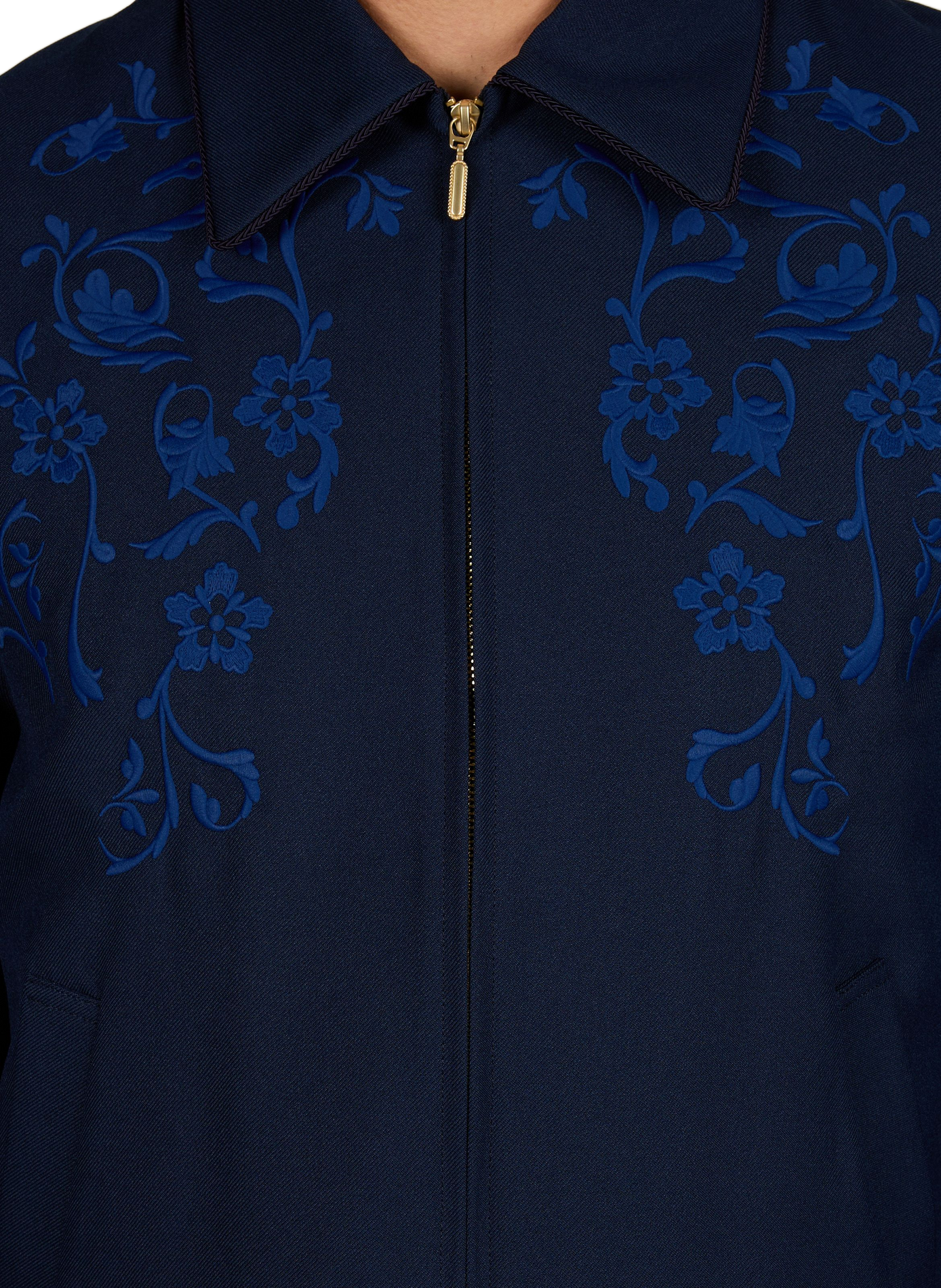 Straight embroidered jacket with a classic collar DROLE DE MONSIEUR Blue