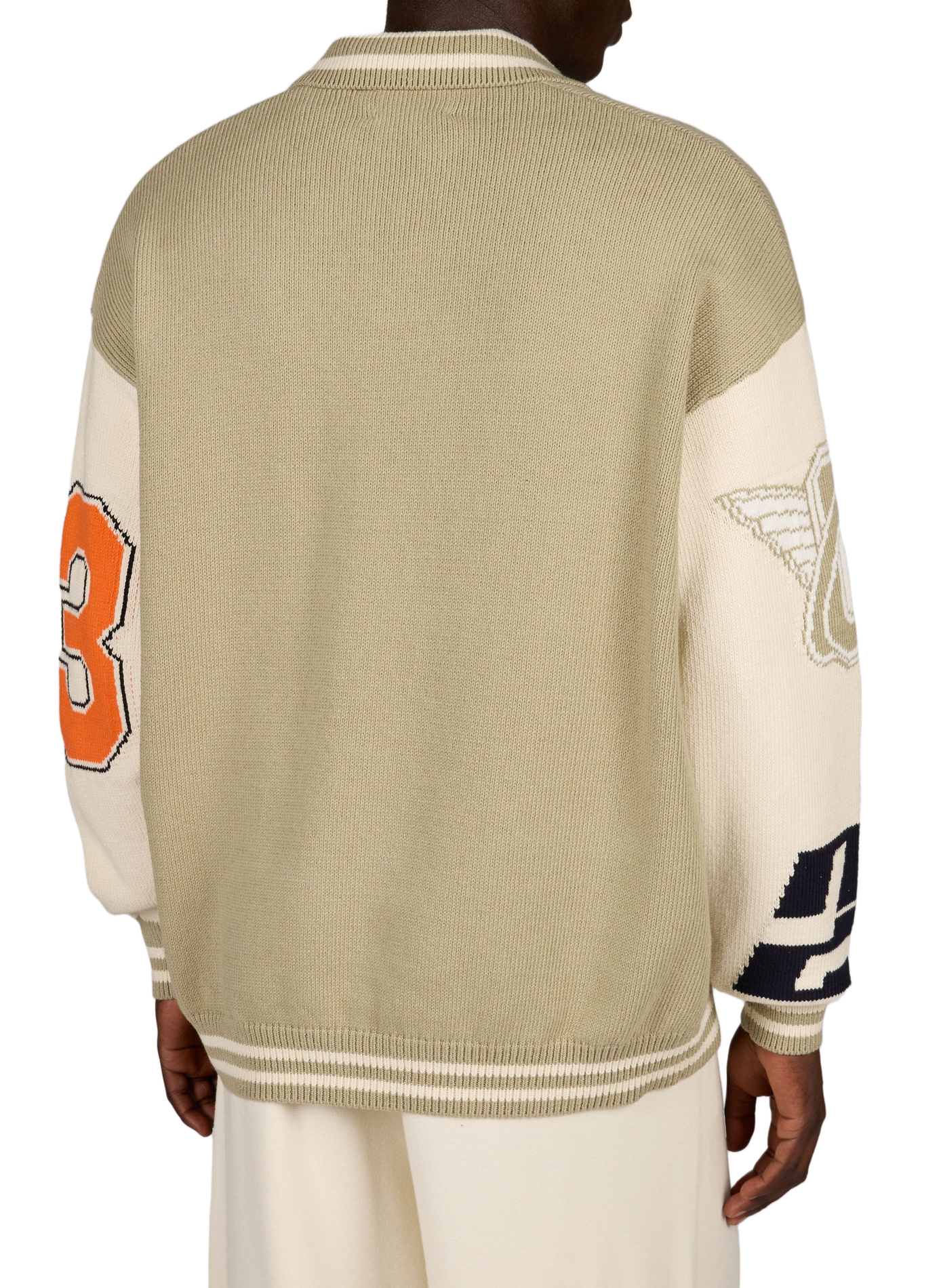 Oversized Brooklyn V-neck cotton sweater GERTRUDE Green