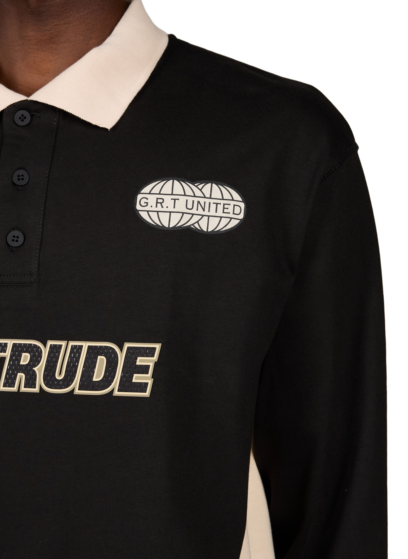 Long-sleeved printed polo shirt GERTRUDE Black