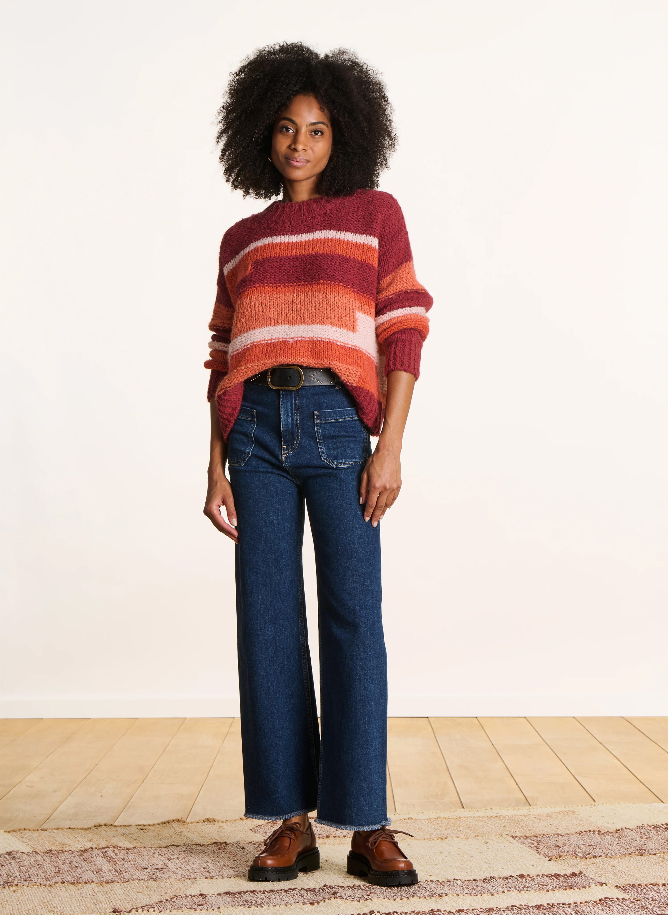 Rechte jeans met hoge taille van een biologisch katoenmengsel LA FEE MARABOUTEE Blauw