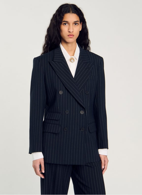 Veste tailleur rayée Noir by SANDRO SANDRO Veste tailleur rayée Noir
