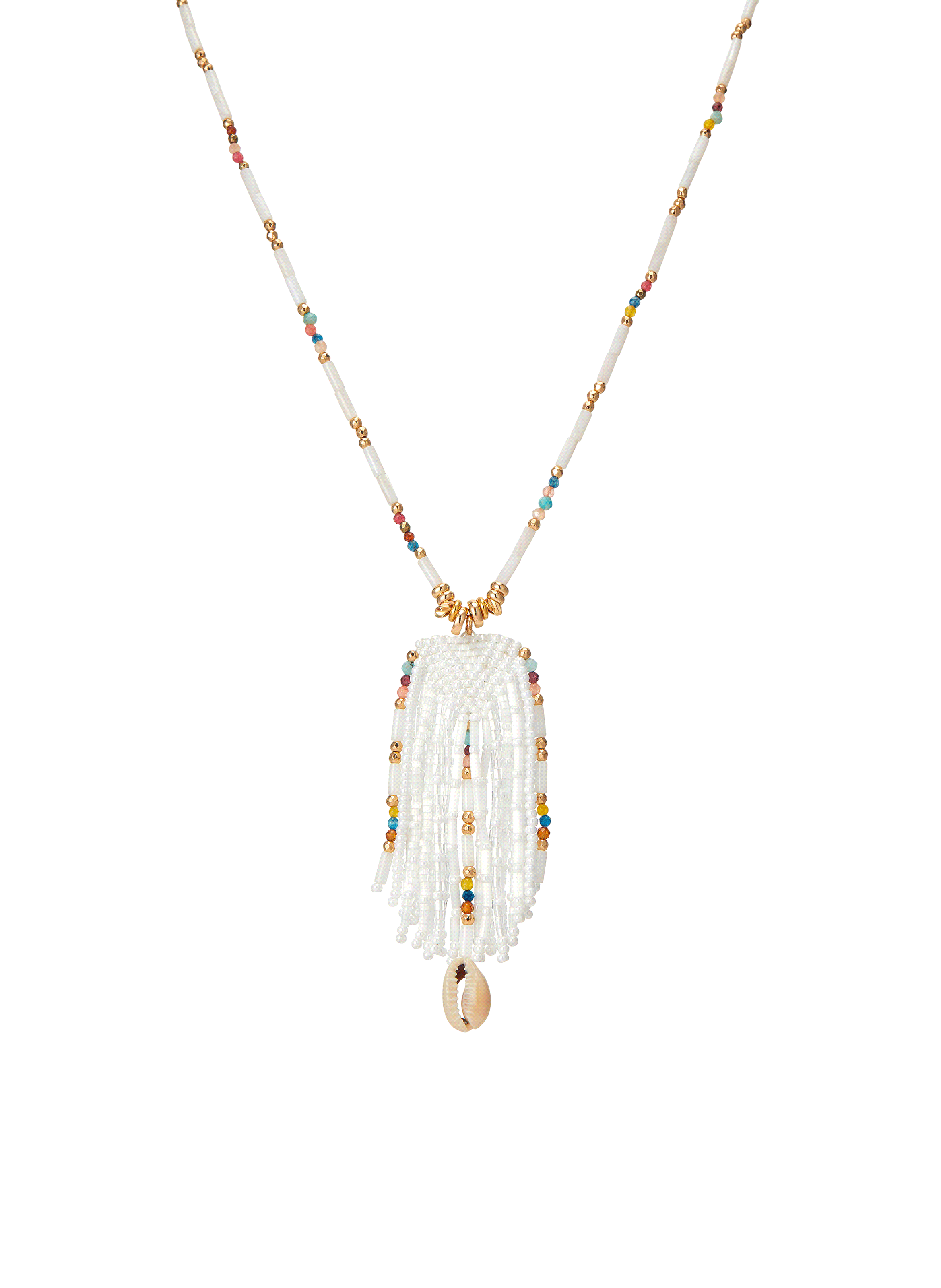 Collier sautoir en perles merangue HIPANEMA Blanc