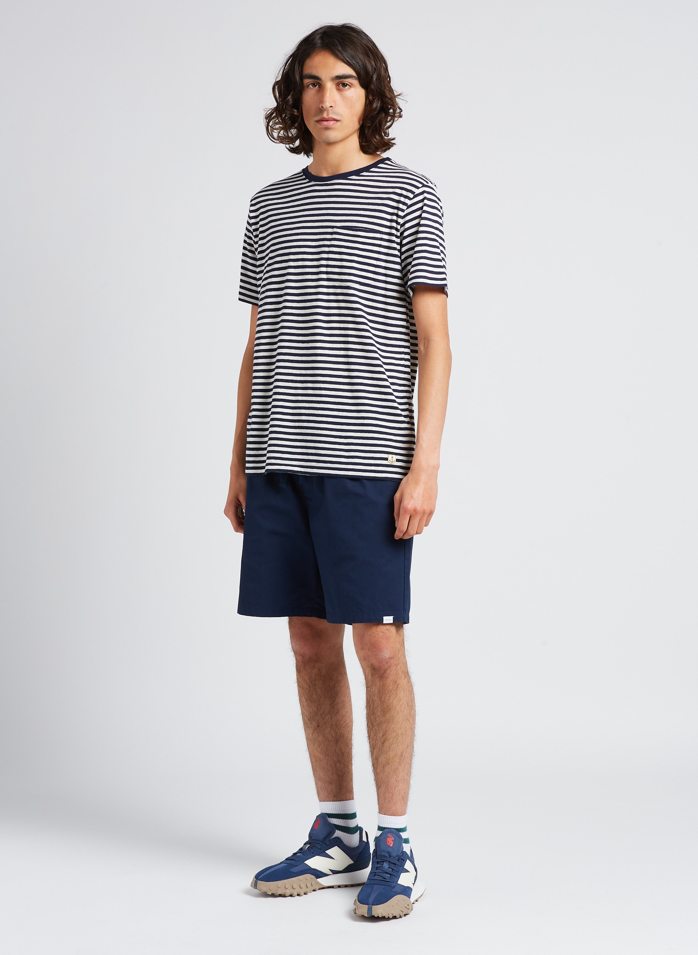 Tee-shirt col rond regular-fit rayé en coton mélangé ARMOR-LUX Bleu