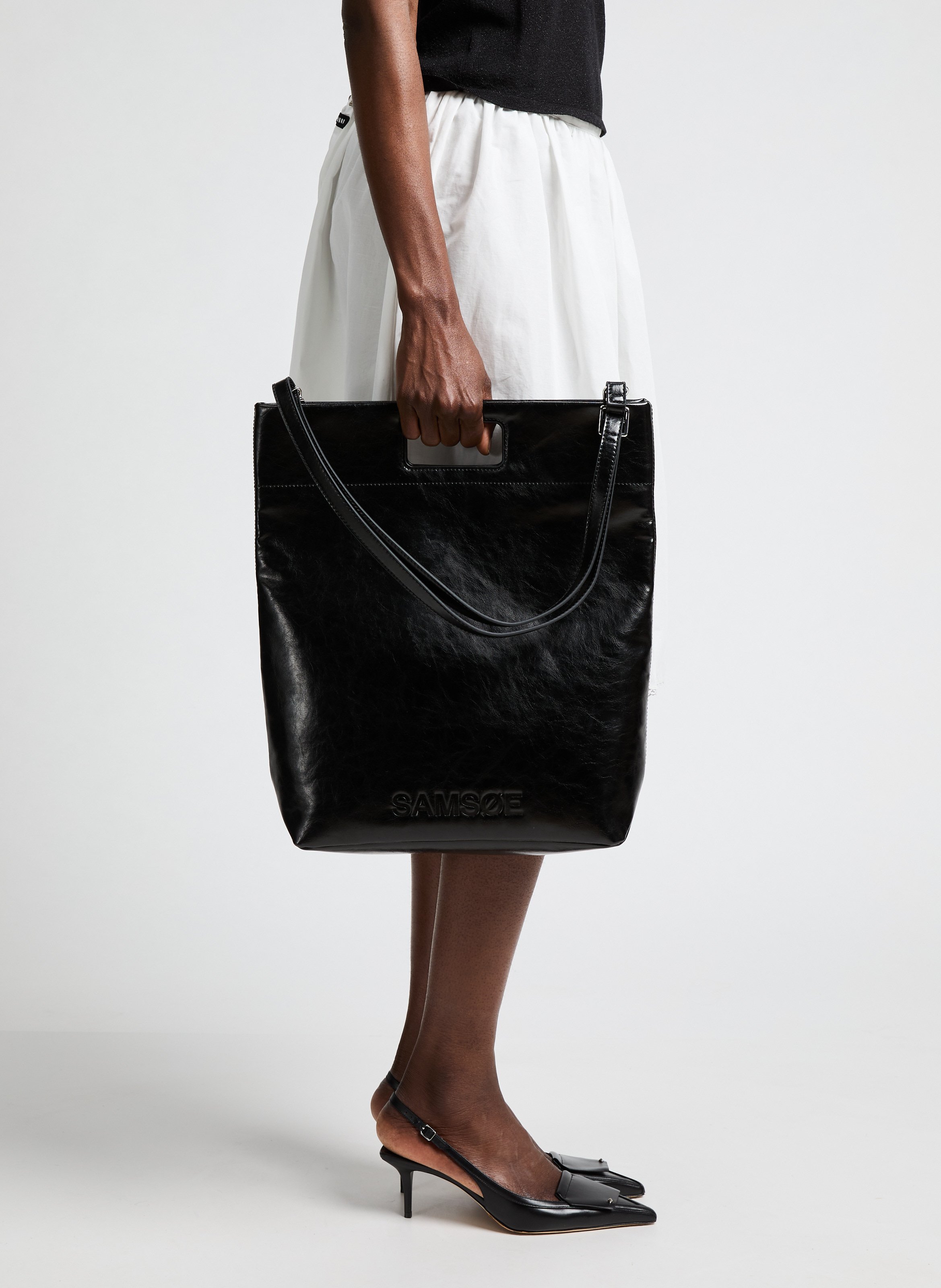 Sac cabas Sajennie en cuir SAMSOE SAMSOE Noir