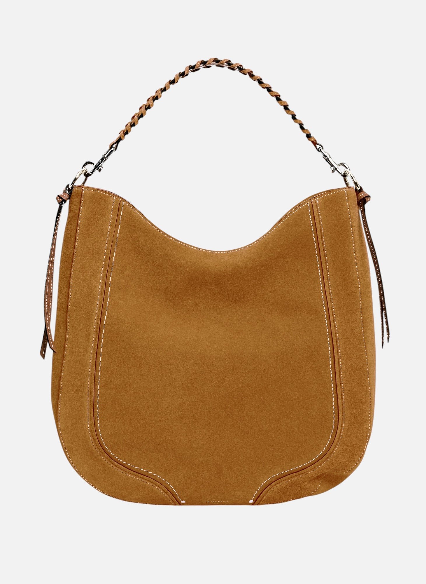 Sac hobo moyen modèle ella en cuir grainé et nubuck LE TANNEUR Marron