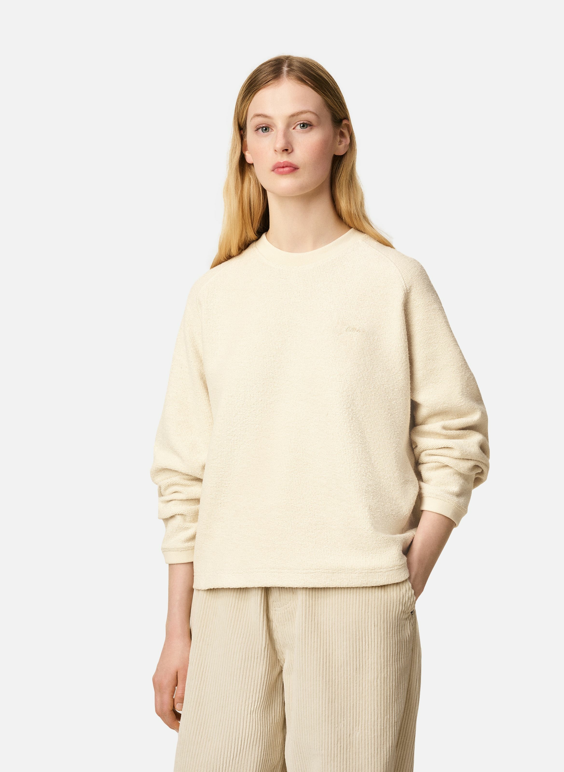 Sweatshirt col rond manches raglan en coton unisexe AMI PARIS Blanc