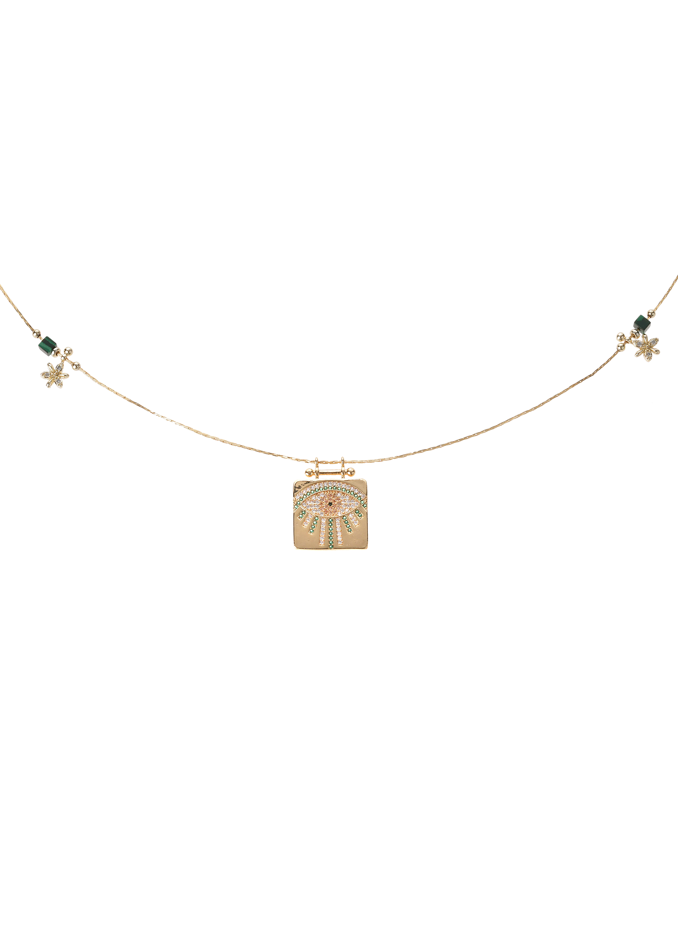 Collier chaîne avec pampilles et pendentif bless HIPANEMA Vert