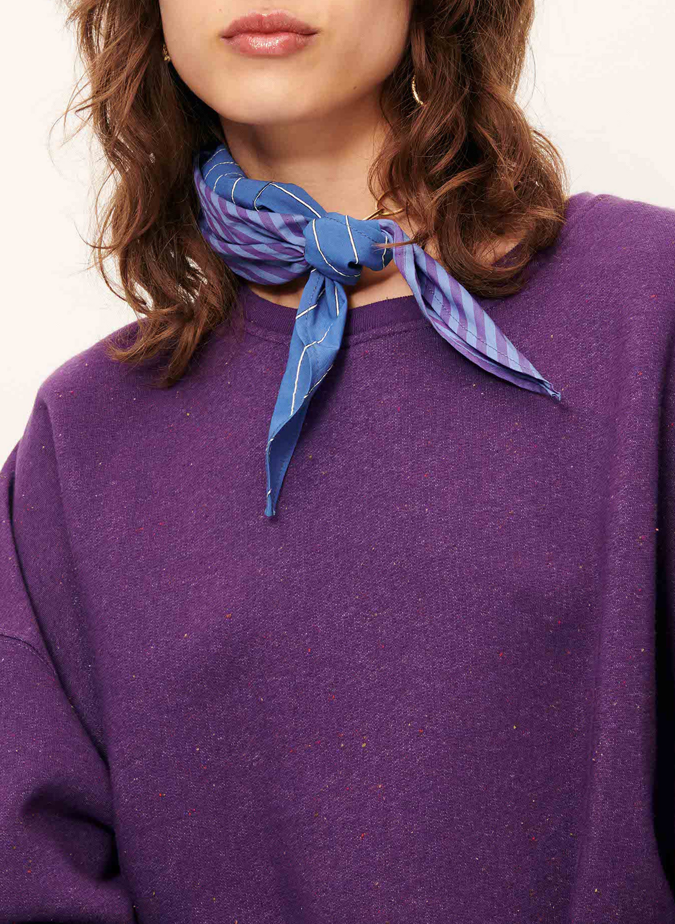 Sweat ample col rond moucheté en coton bio mélangé chebbi SESSUN Bleu