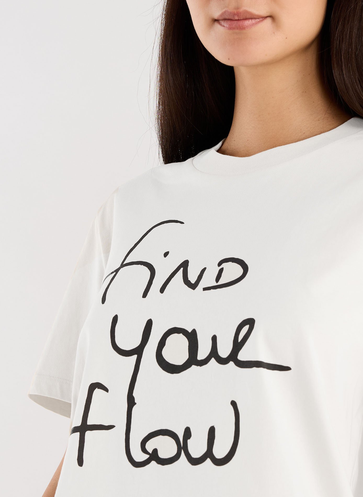 Round neck printed cotton T-shirt SAISON 1865 White