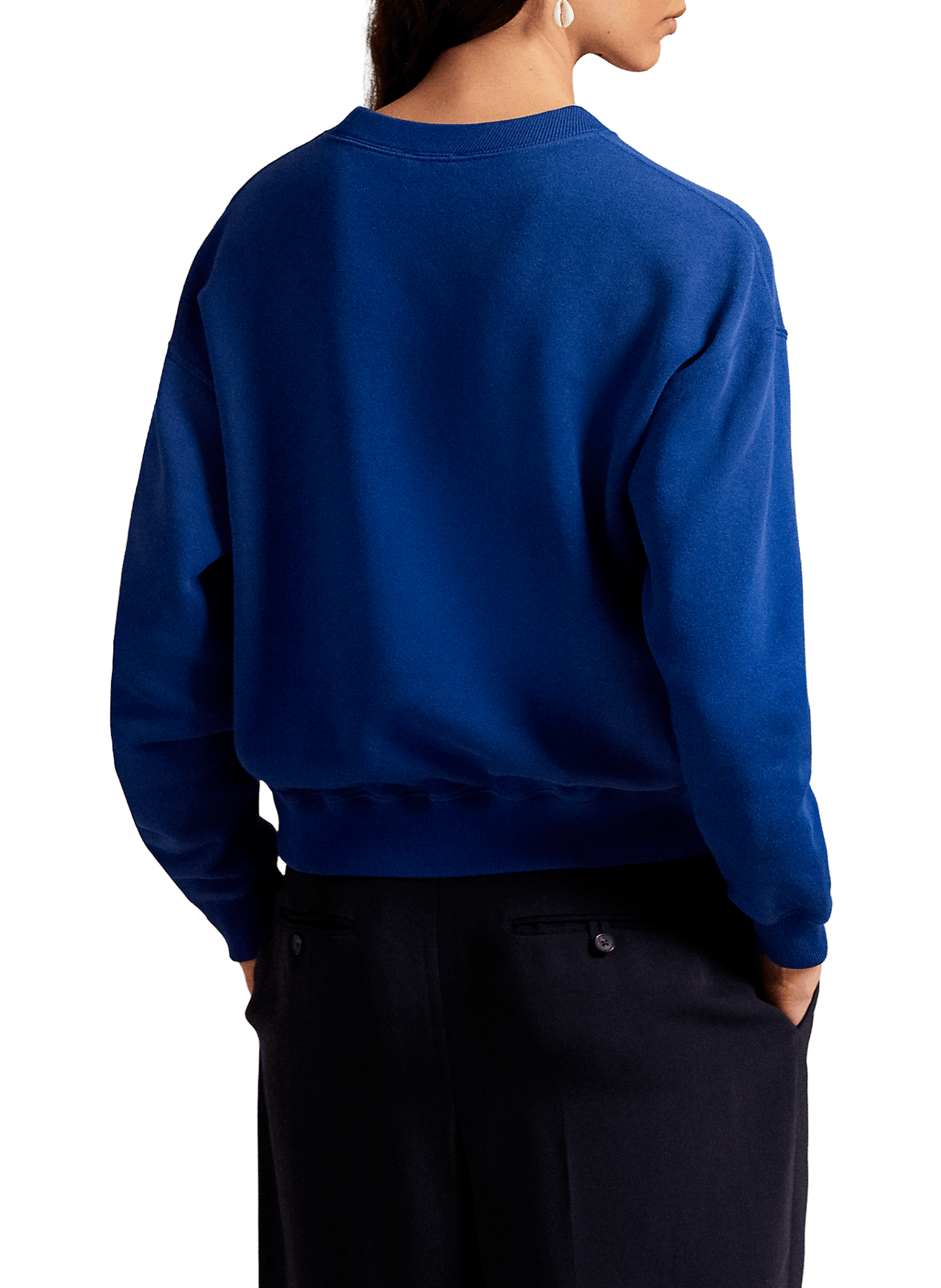 Pull col rond en coton mélangé POLO RALPH LAUREN Bleu