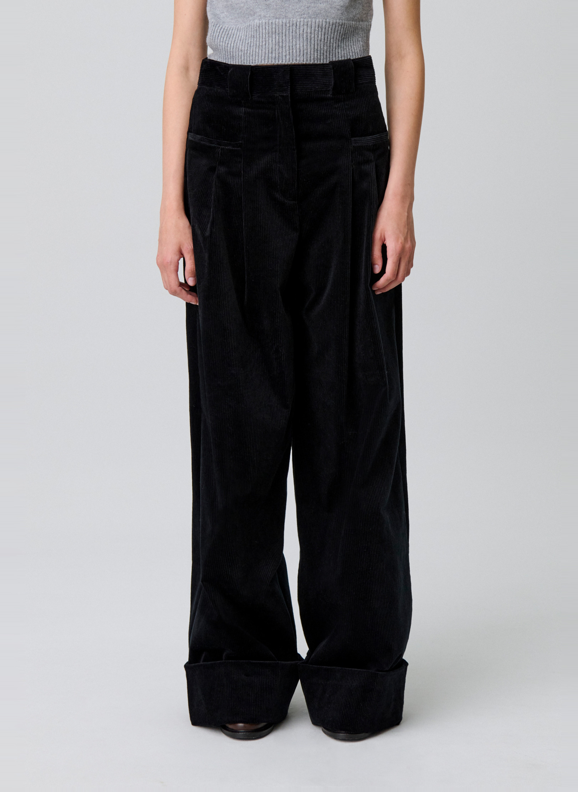 CLAUDIE PIERLOT Pantalon large en coton mélangé peter Noir