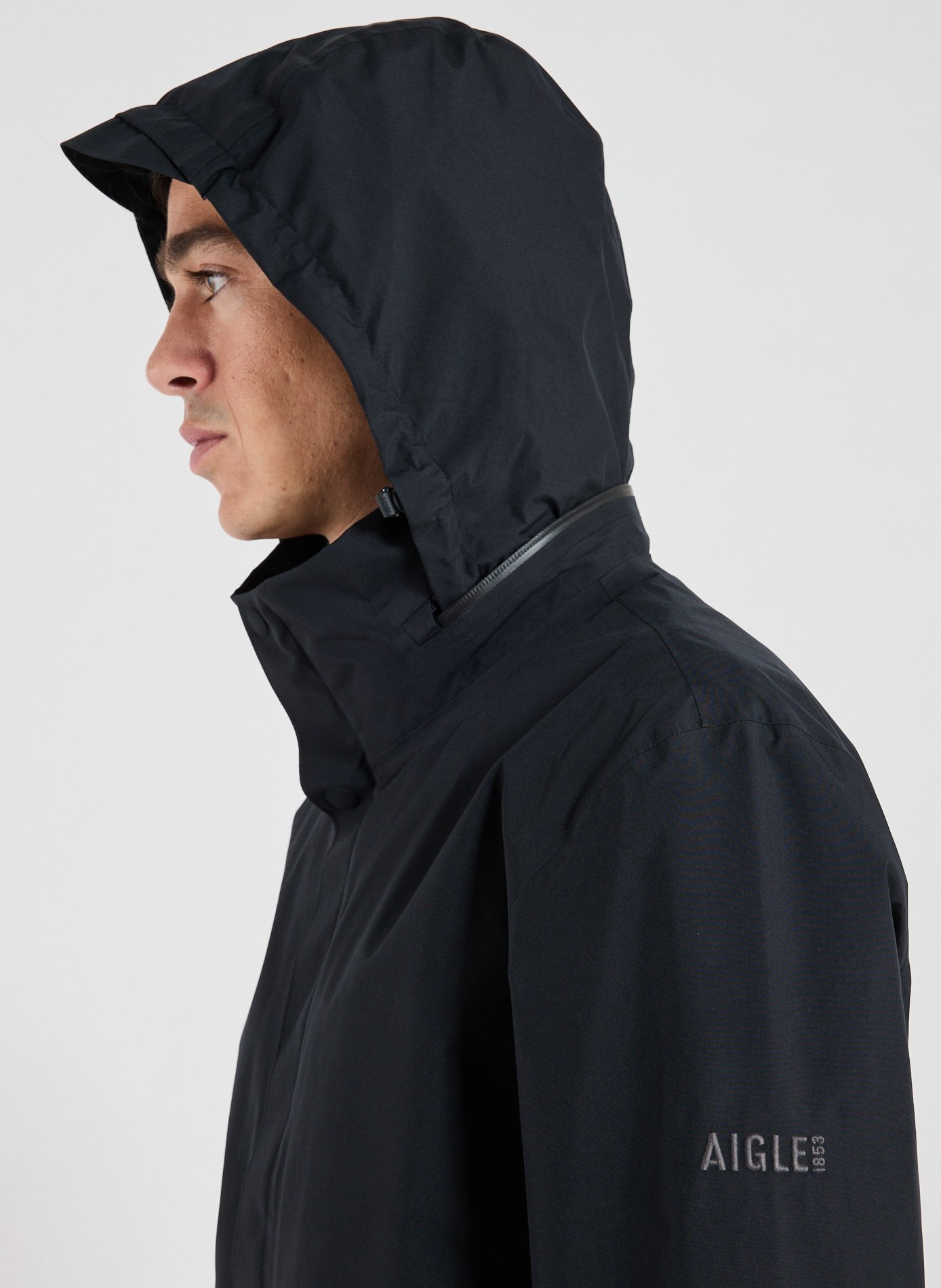 Waterproof parka with retractable hood AIGLE Black