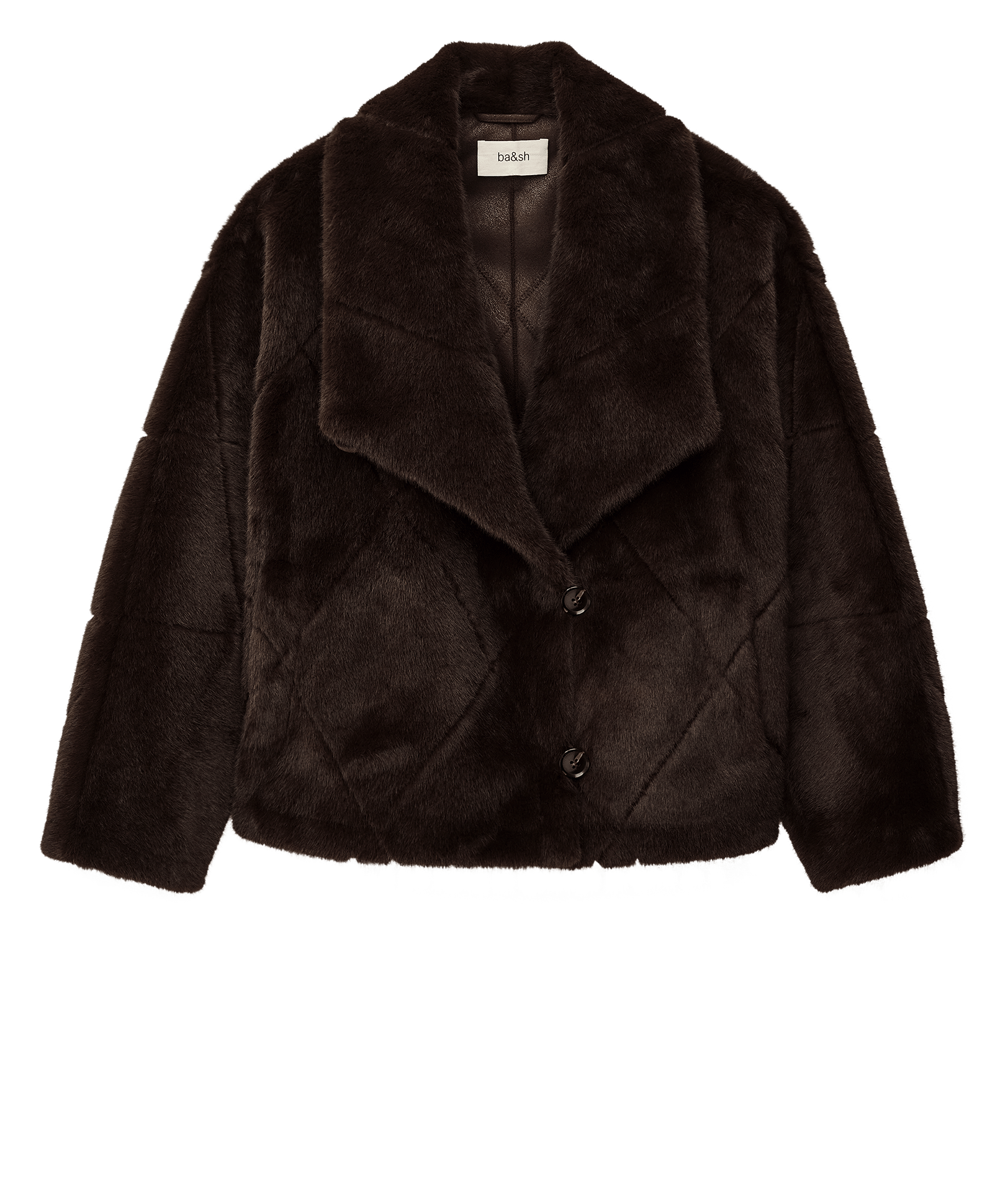 Manteau large col à revers effet fourrure pinie BA&SH Marron