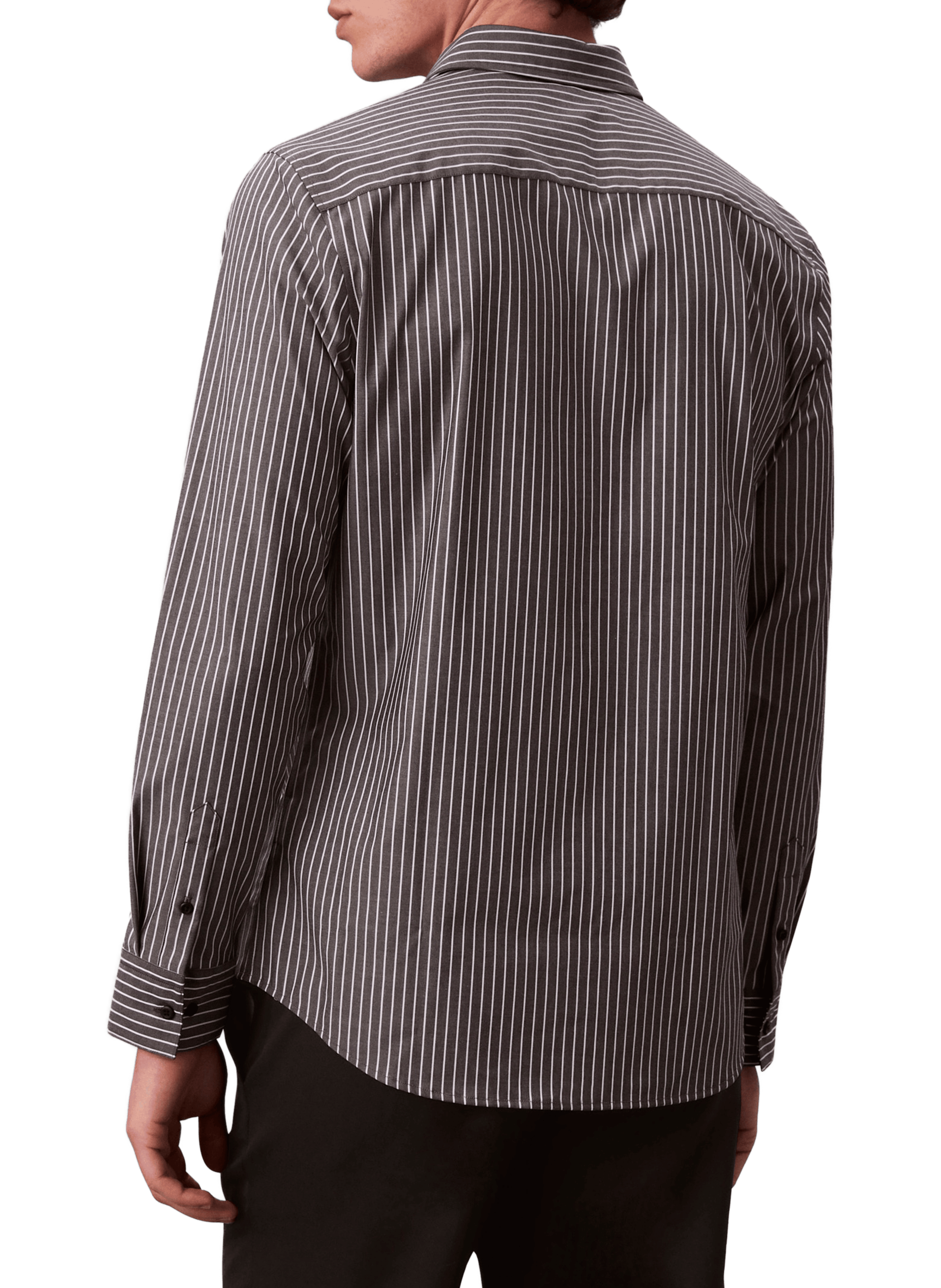 Chemise slim à rayures en coton mélangé CALVIN KLEIN Noir