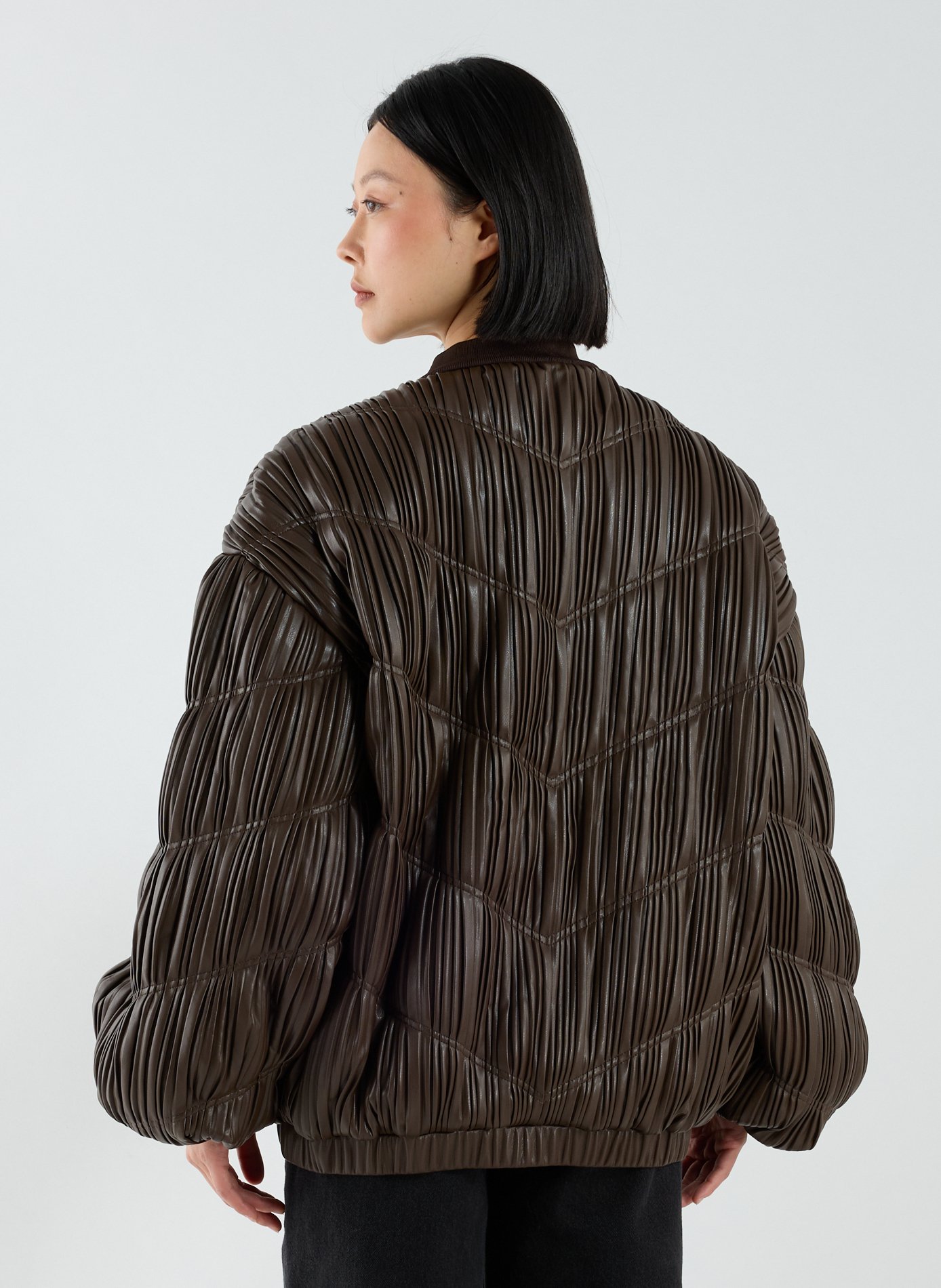 Doudoune matelassée plissée ROTATE Marron