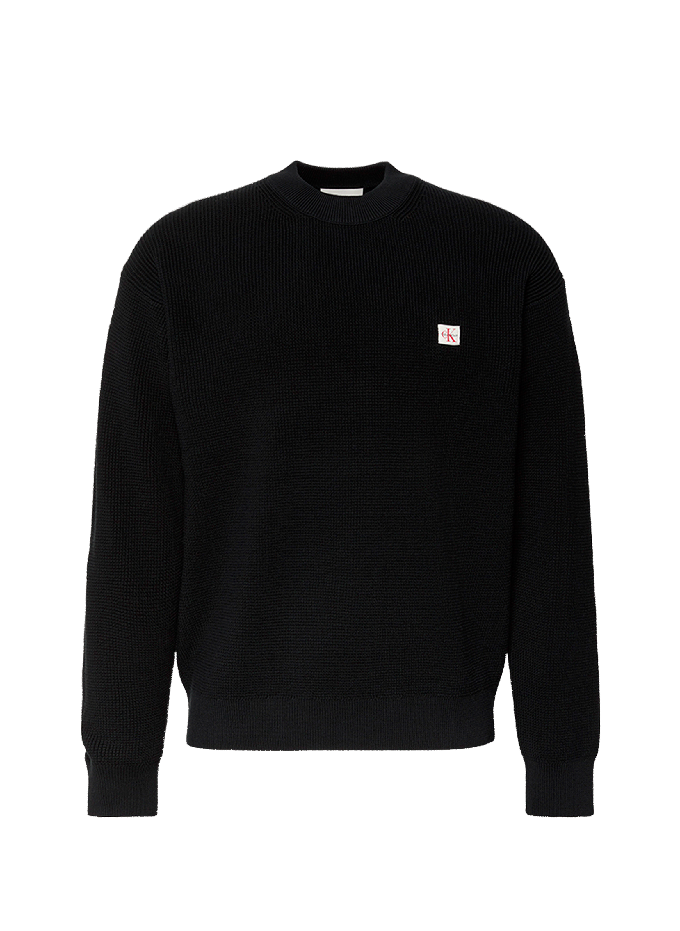 Straight round neck cotton sweater CALVIN KLEIN Black