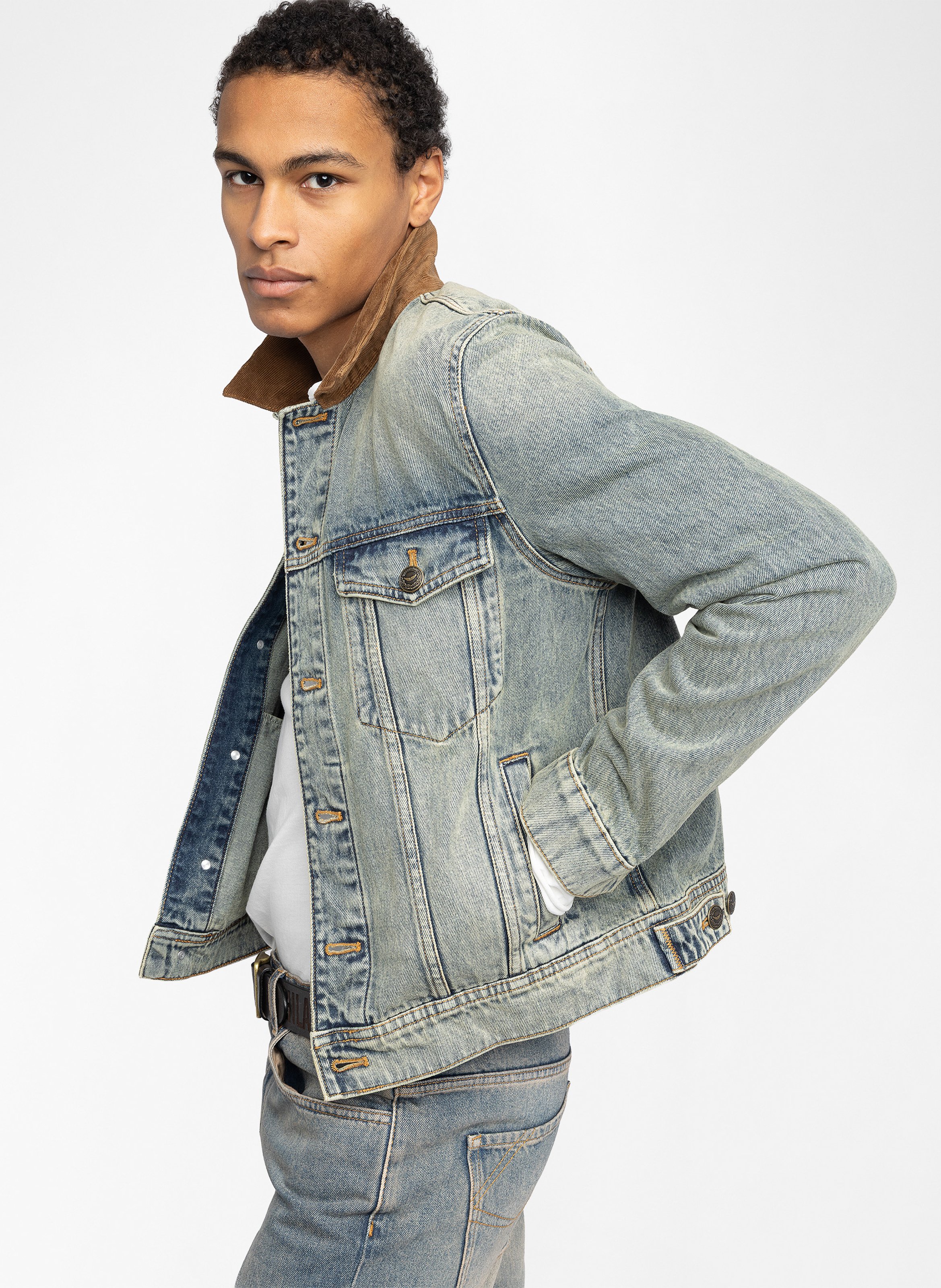 Veste droite en denim délavé bases ZADIG&VOLTAIRE Bleu