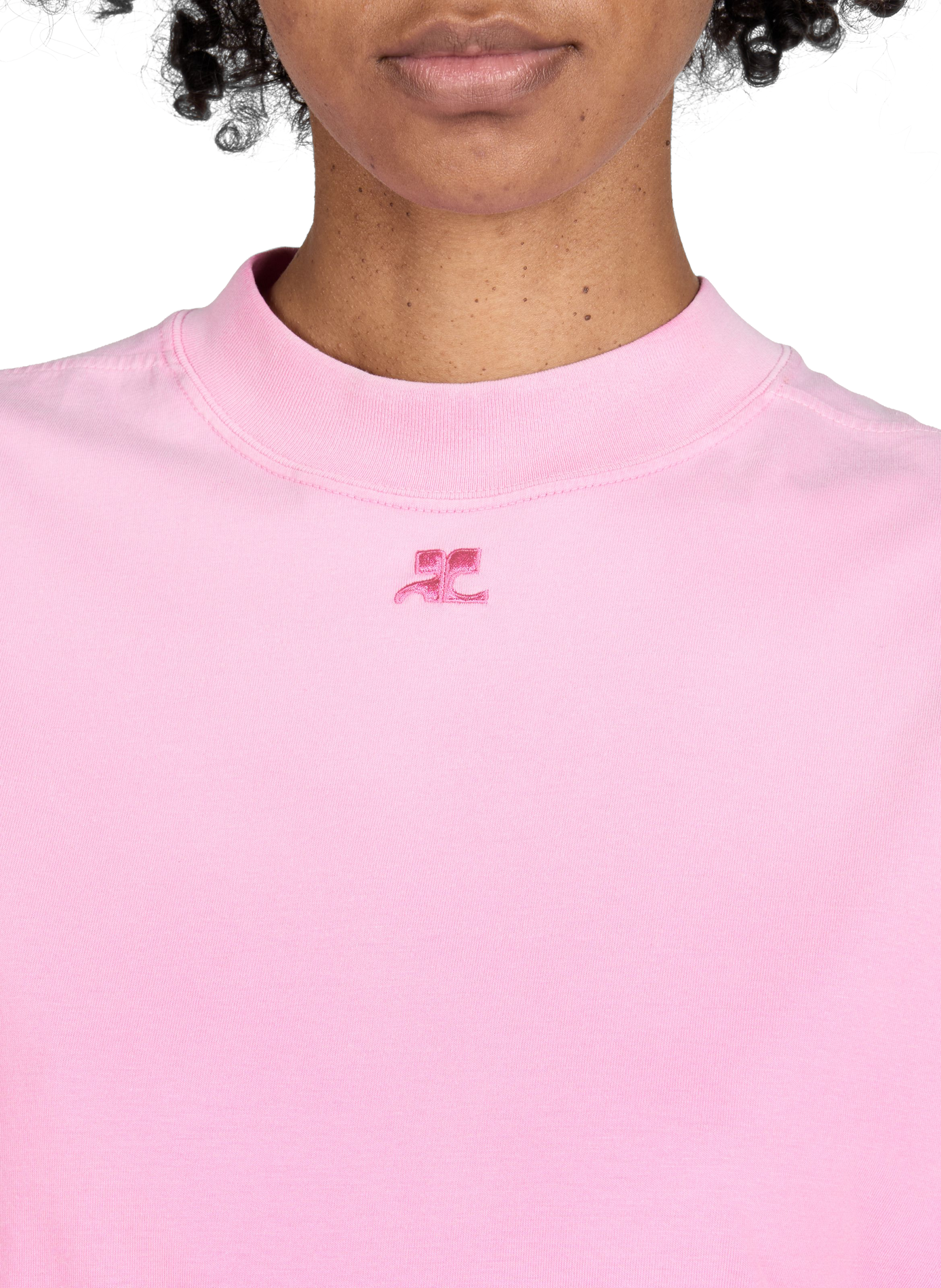 Printed cotton T-shirt COURRÈGES Pink