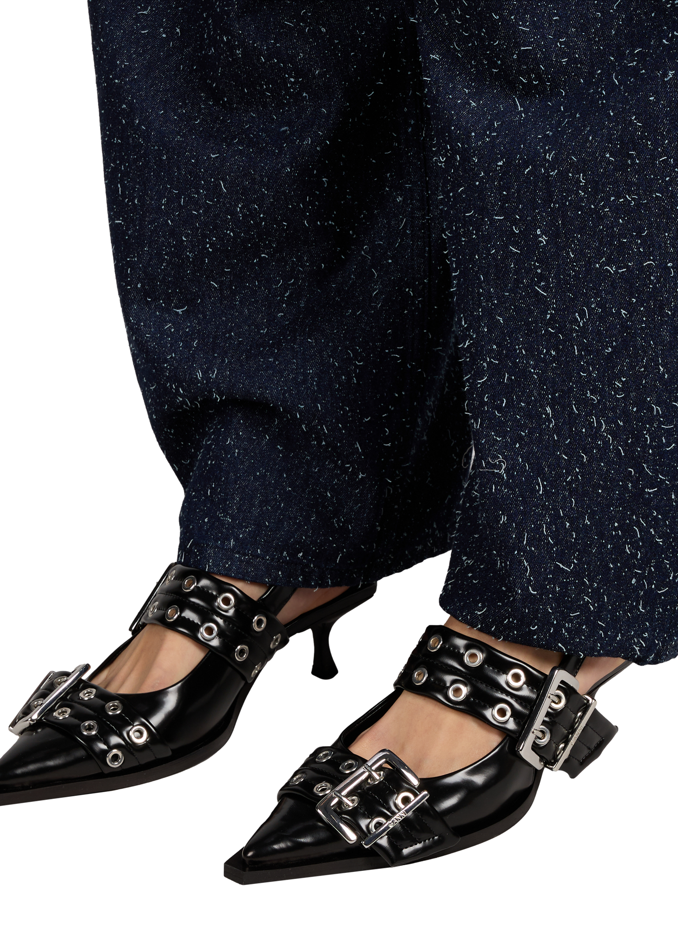 Sling-back à boucles GANNI Noir