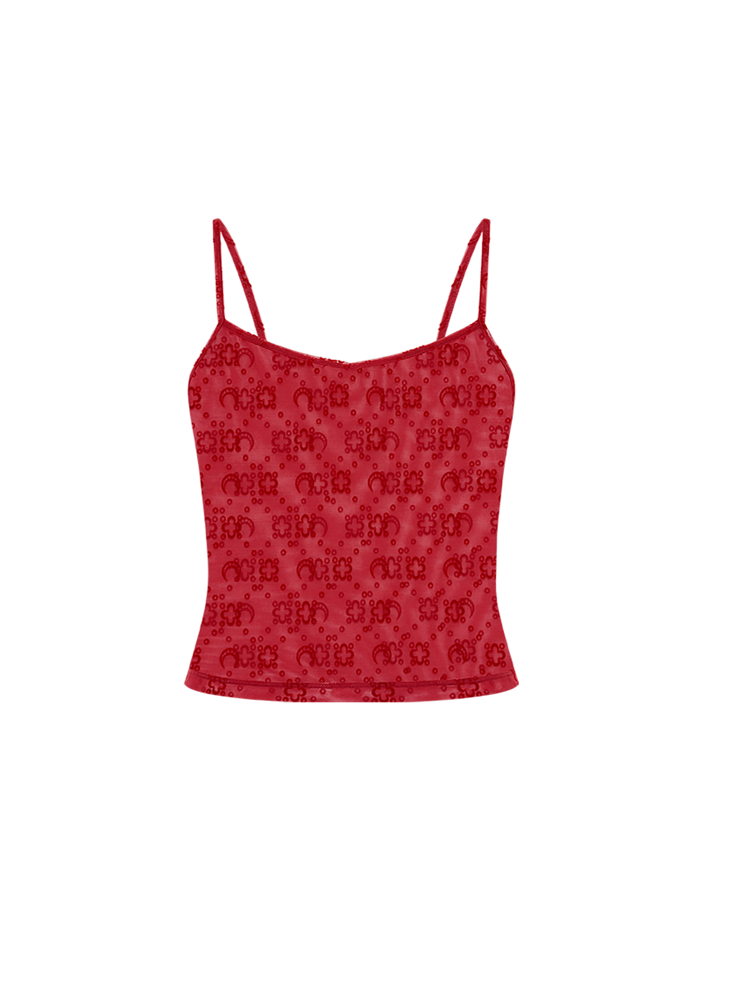 Moonogram mesh flock straps top MARINE SERRE Red