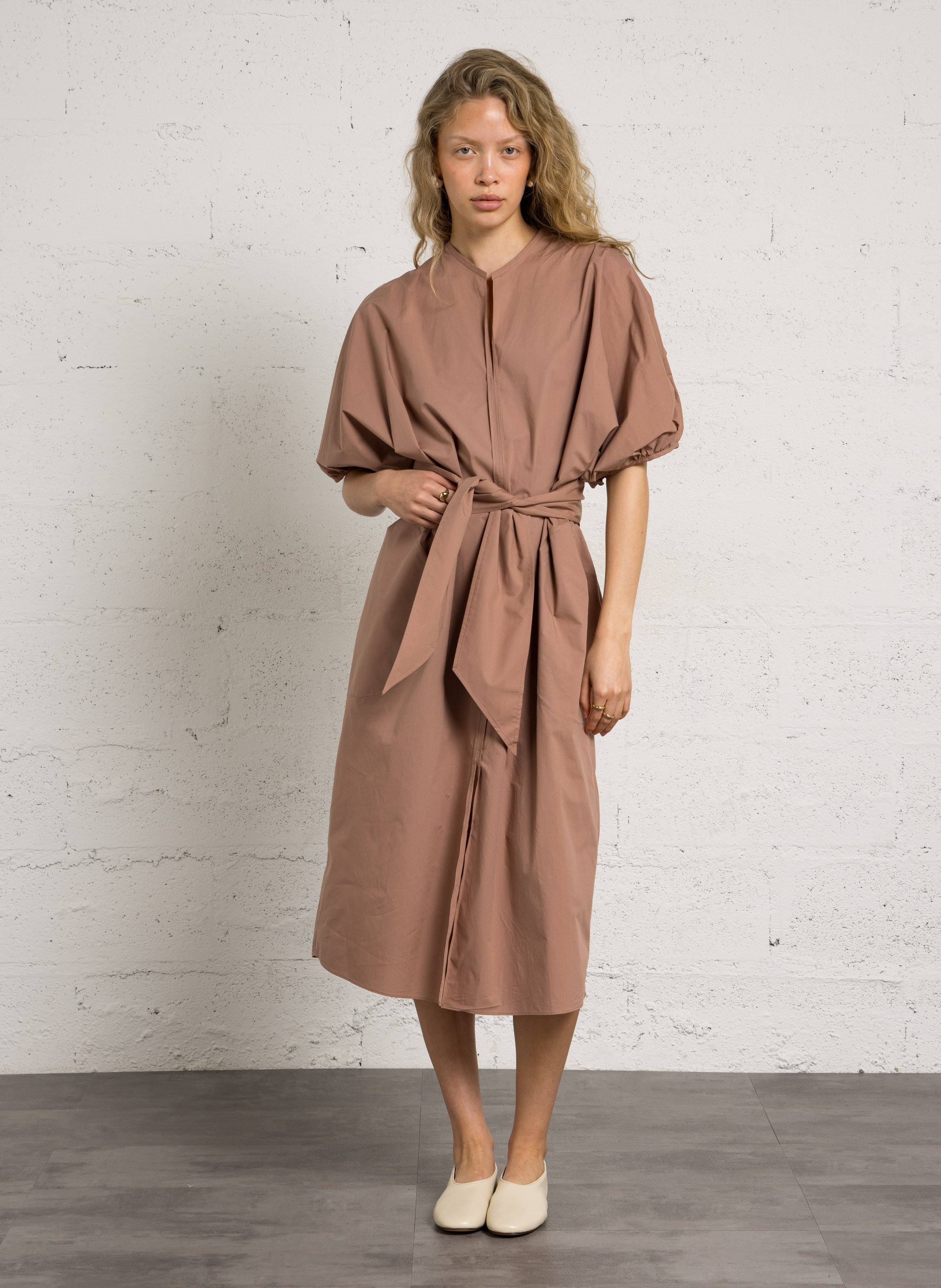 Robe longue col v en coton organique alger SOEUR Rose