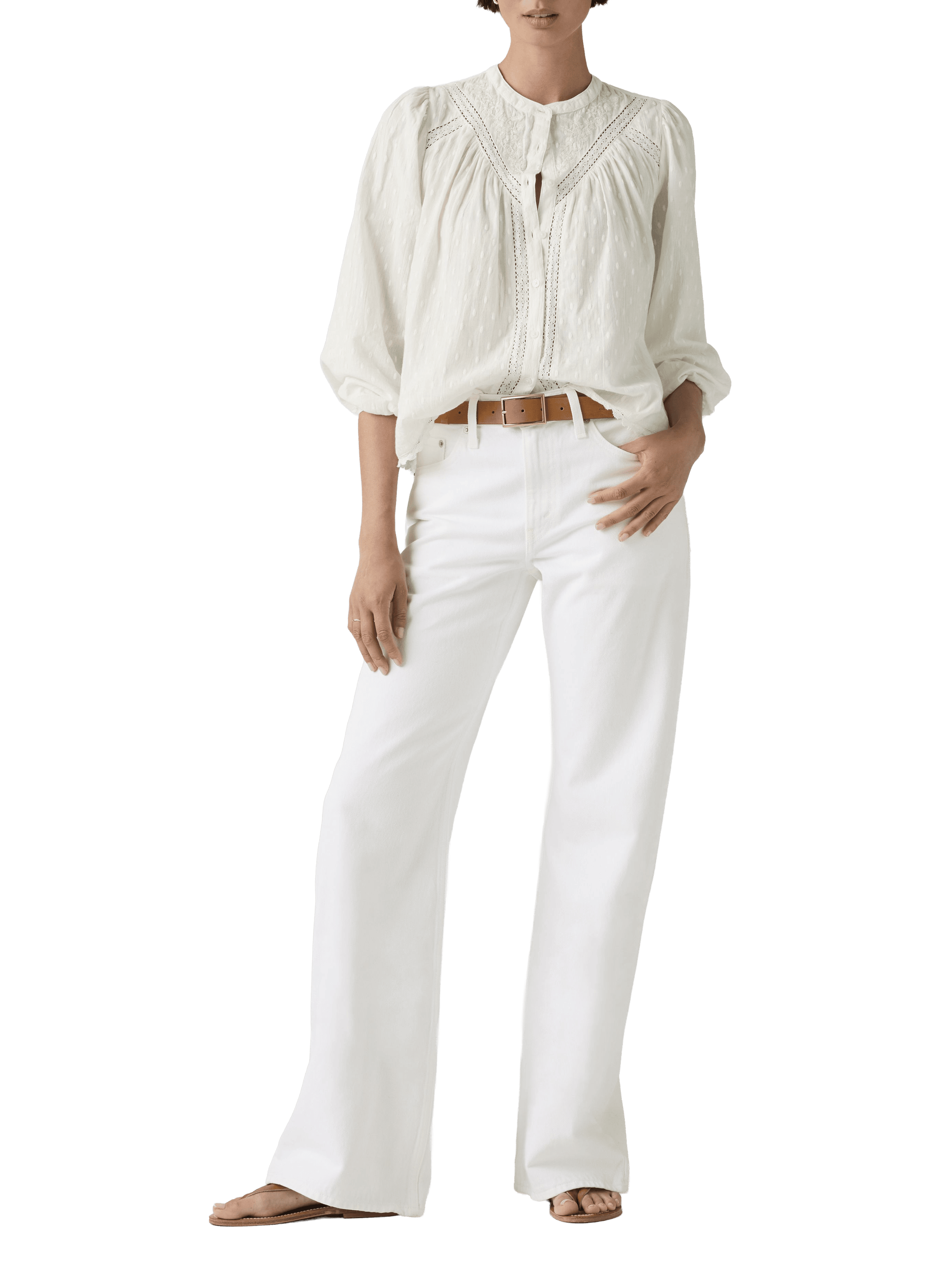 Jean large en coton LEVI'S Blanc
