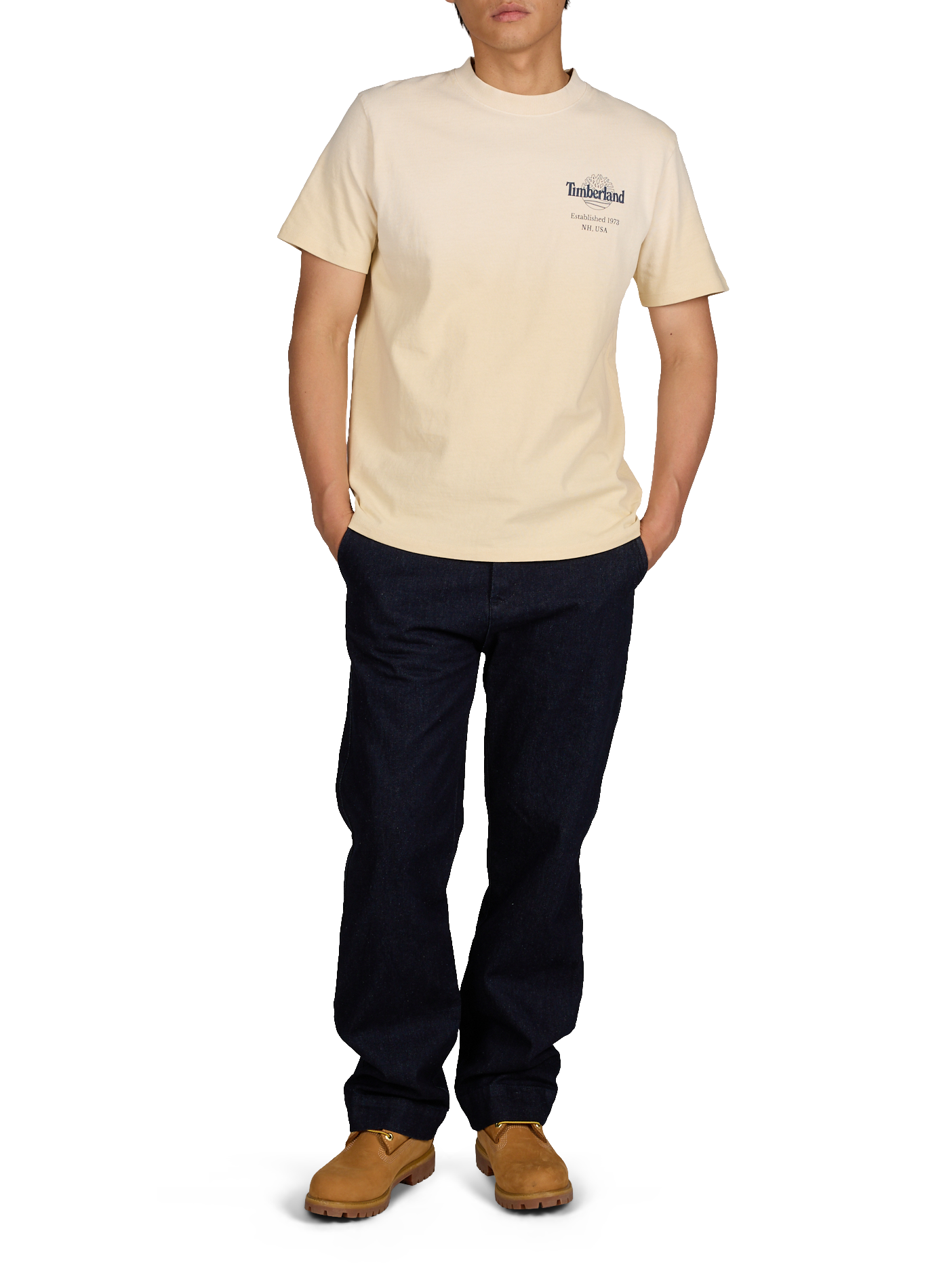 T-shirt imprimé à col rond en coton TIMBERLAND Beige