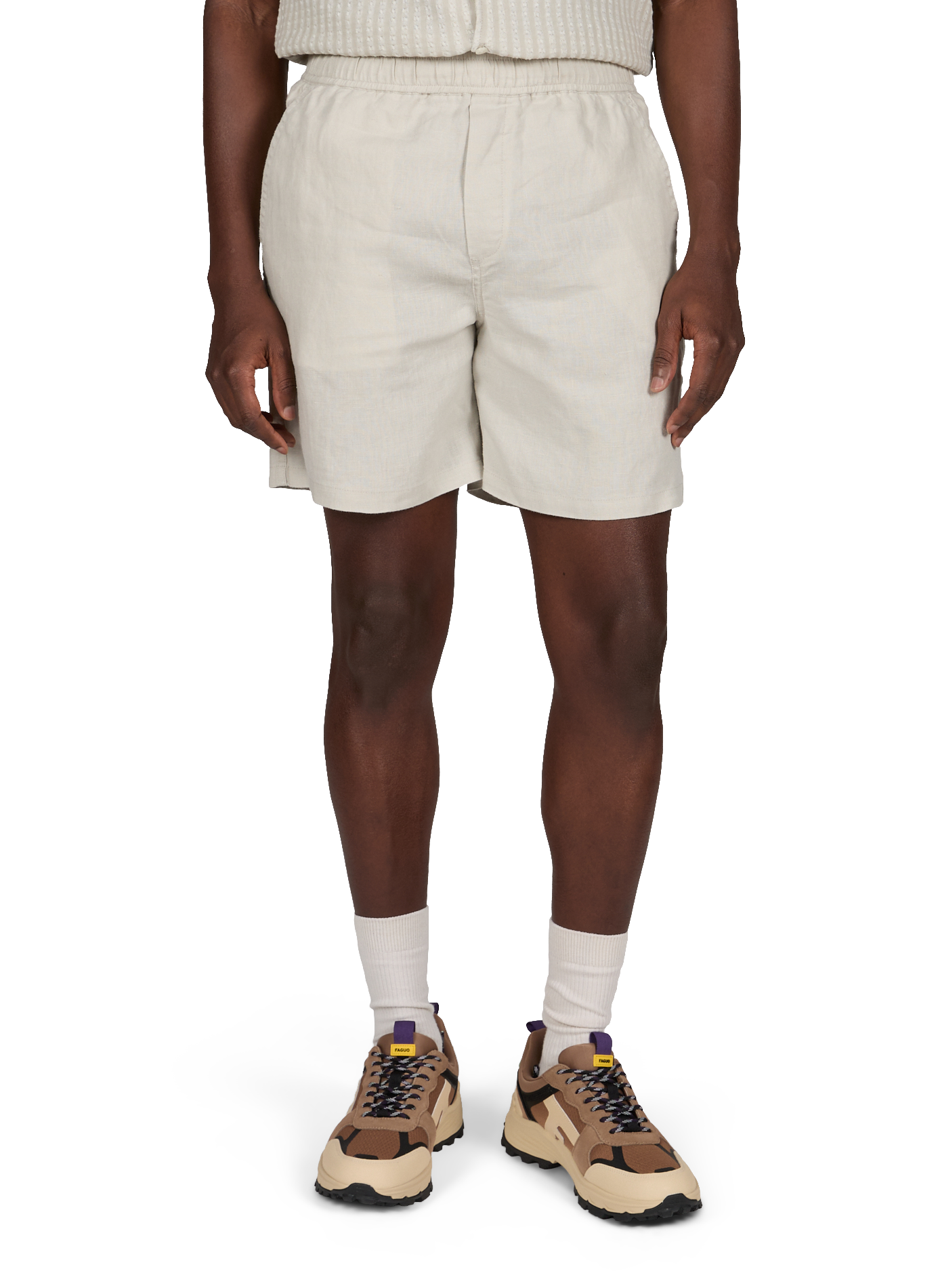 Short droit en lin SAMSOE SAMSOE Gris