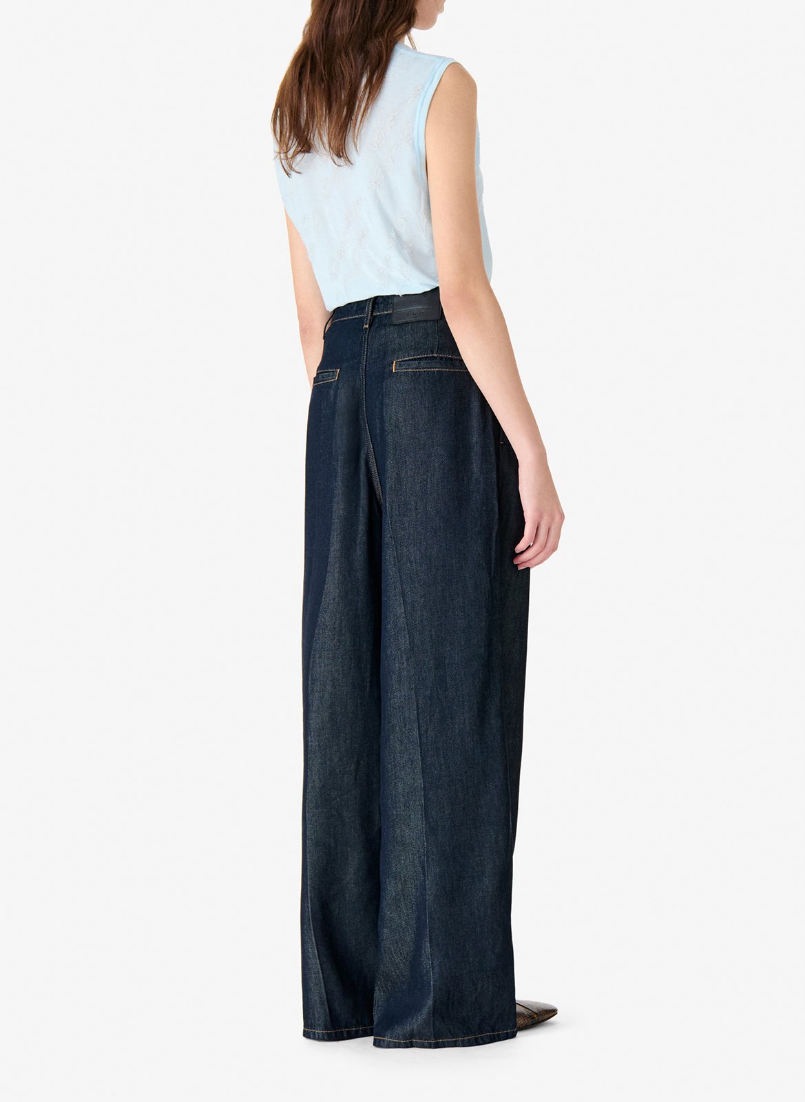 Jean large à pinces en denim brut remy IRO Bleu