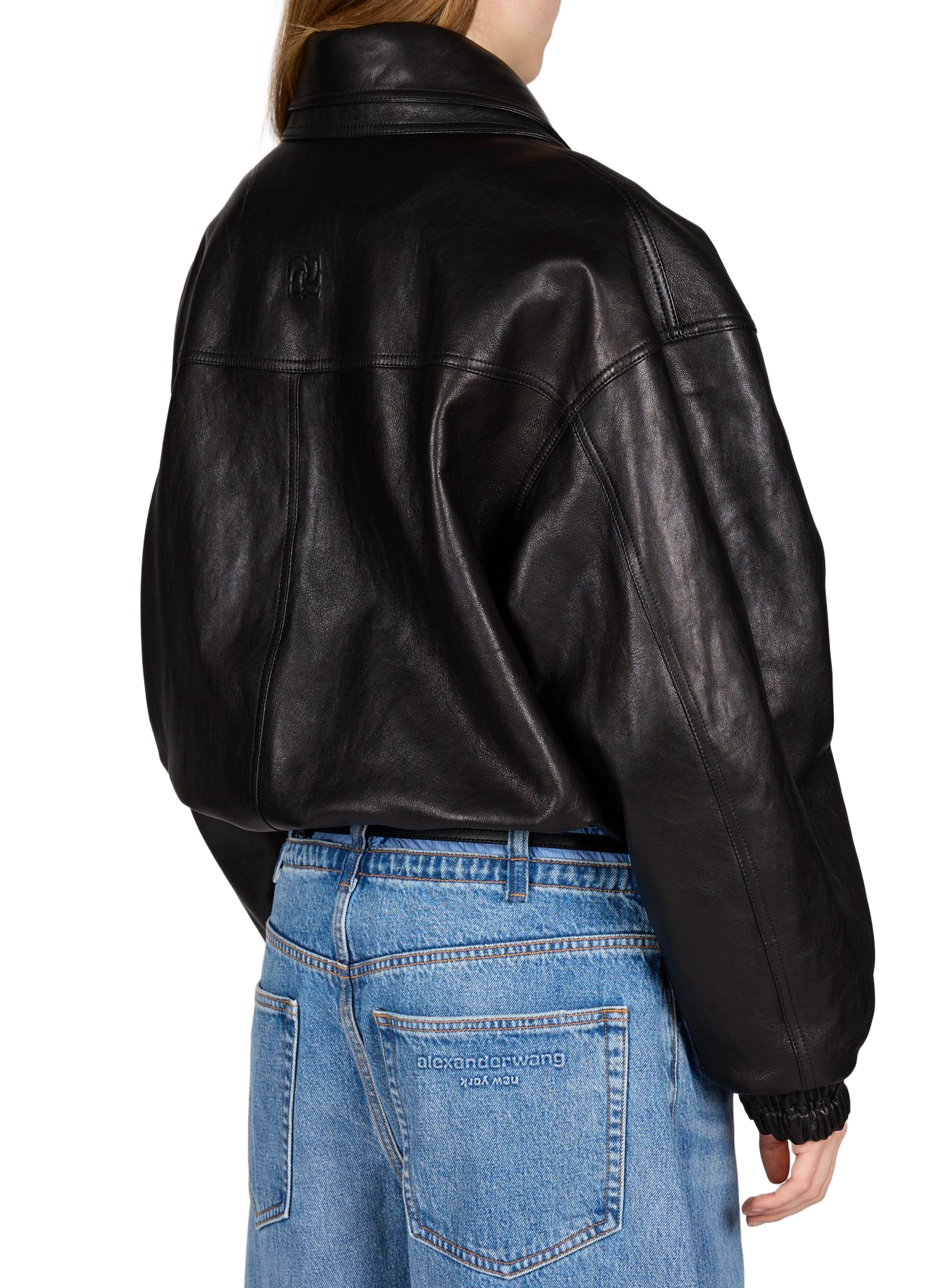 Veste à double col en cuir de mouton MAGDA BUTRYM Noir