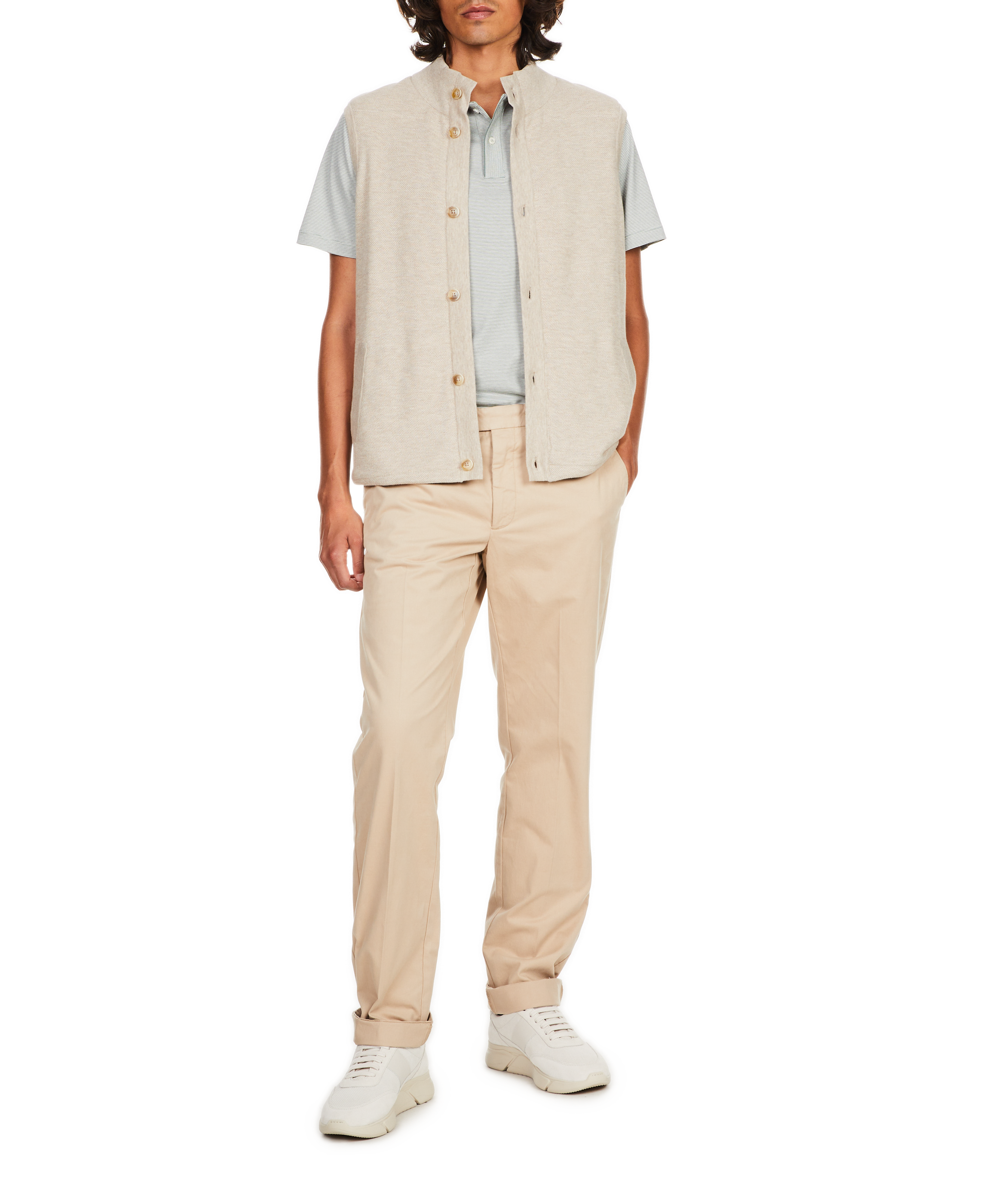 Cotton and linen chino trousers HACKETT Beige