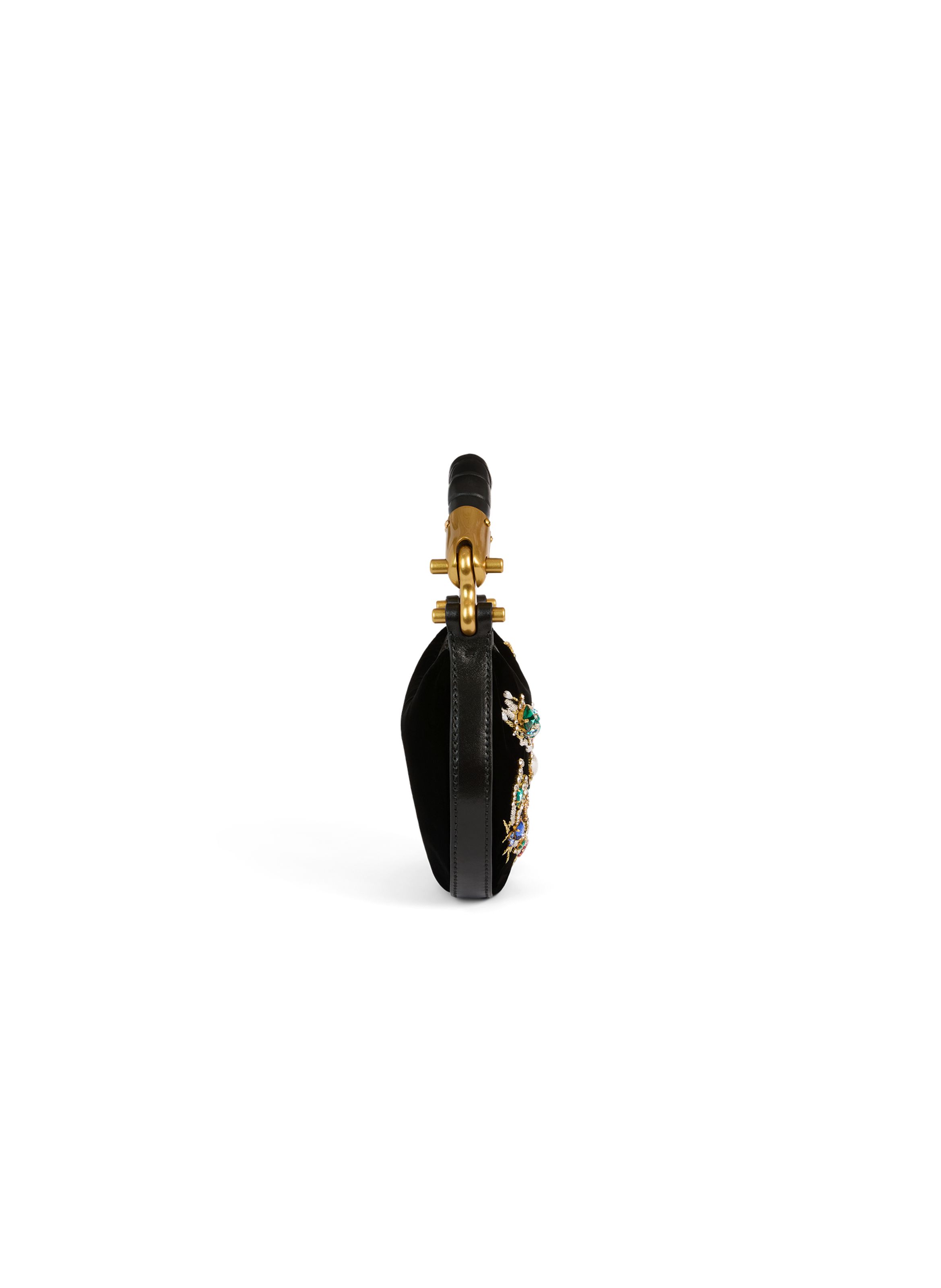 Sac ebene mini insect en velours brodé BALMAIN Noir