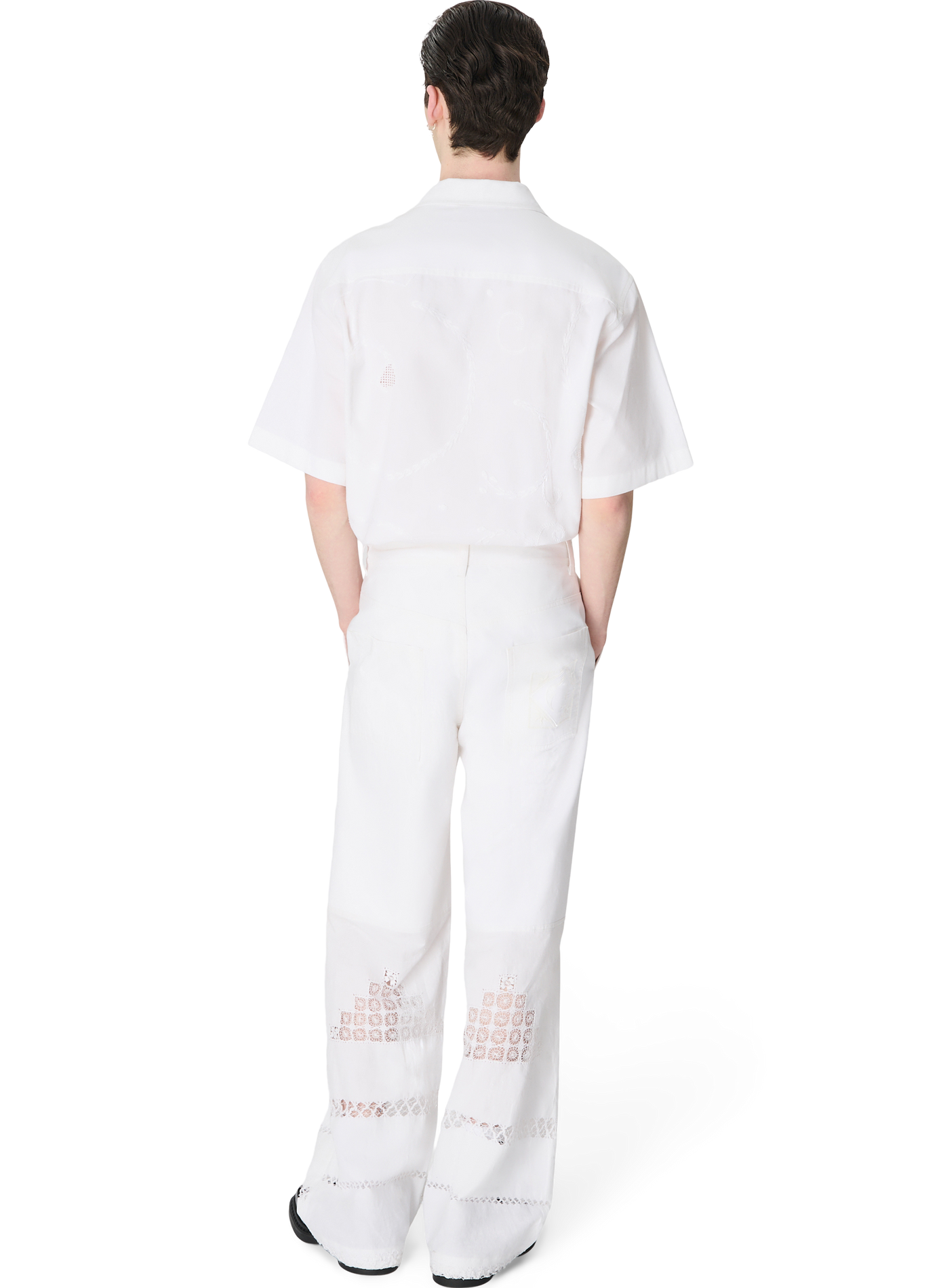 Pantalon droit regenerated en linge de maison unisexe MARINE SERRE Blanc