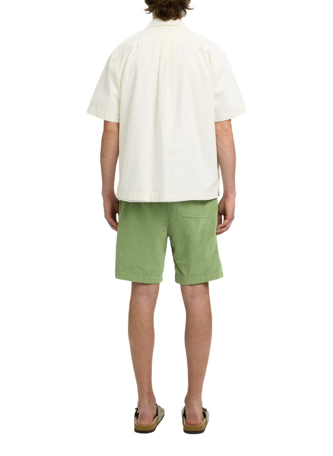 Short-sleeved Cuban collar shirt in cotton SELECTED Beige