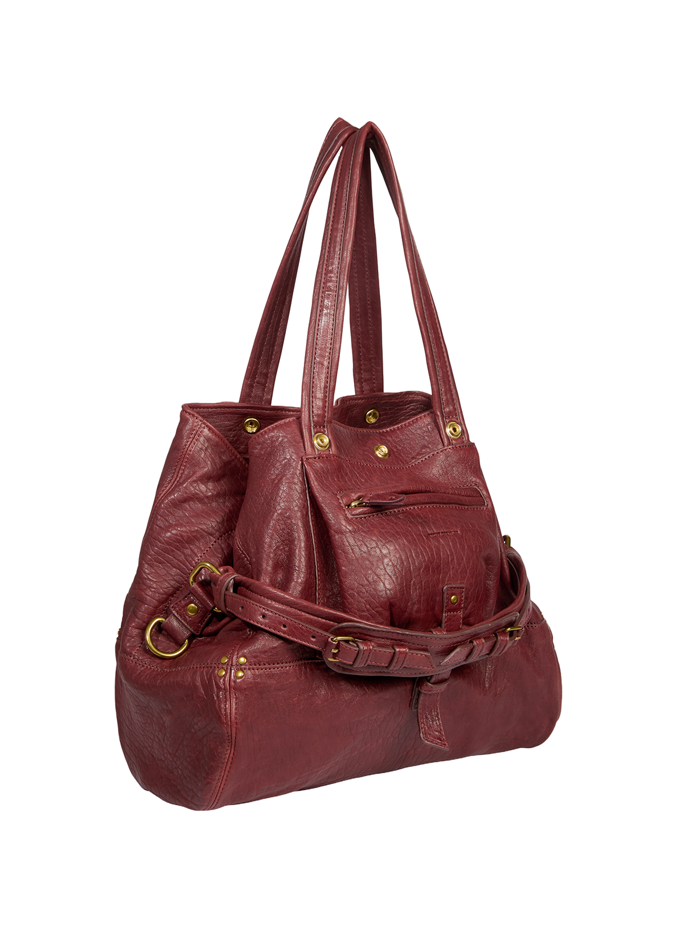 Sac épaule craquelé en cuir JÉRÔME DREYFUSS Rouge