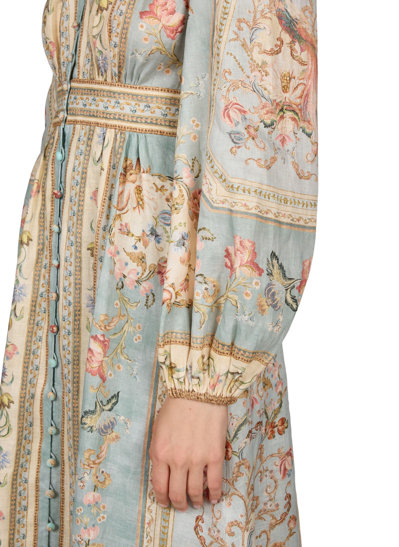 Roselight Kleid mit Blumenmuster aus Leinen ZIMMERMANN Grun