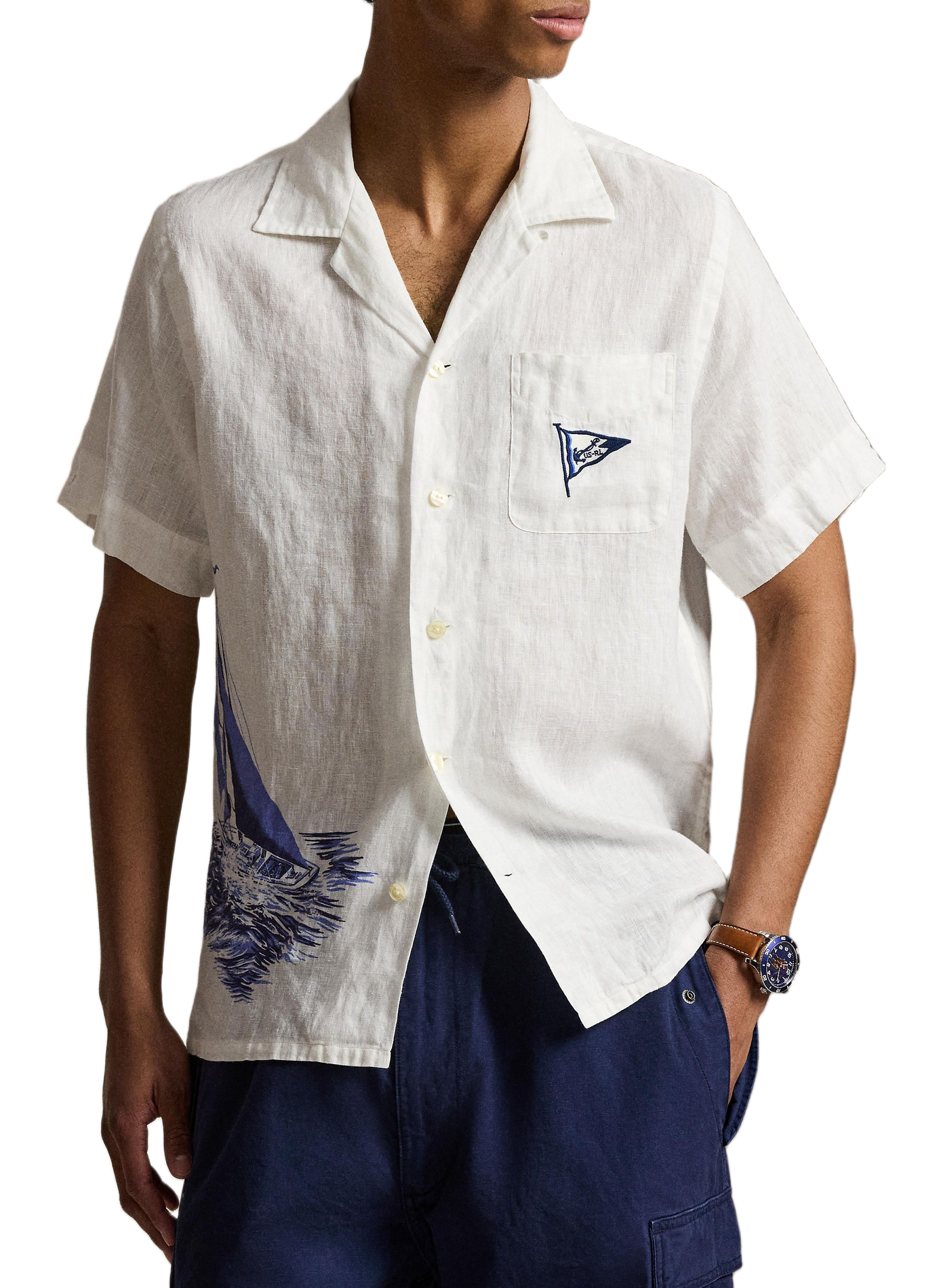Short-sleeved printed linen shirt POLO RALPH LAUREN Multicolour