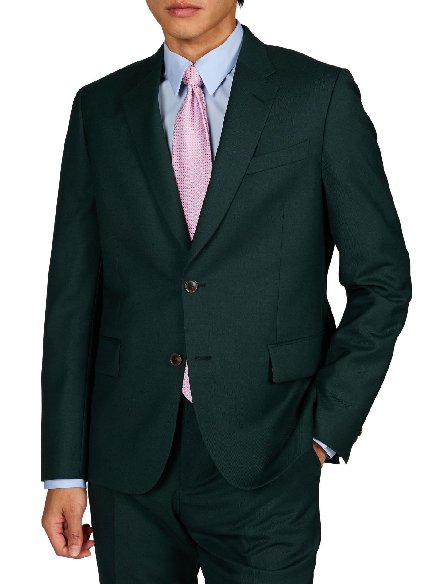 Two-piece solid color wool suit PAUL SMITH Green