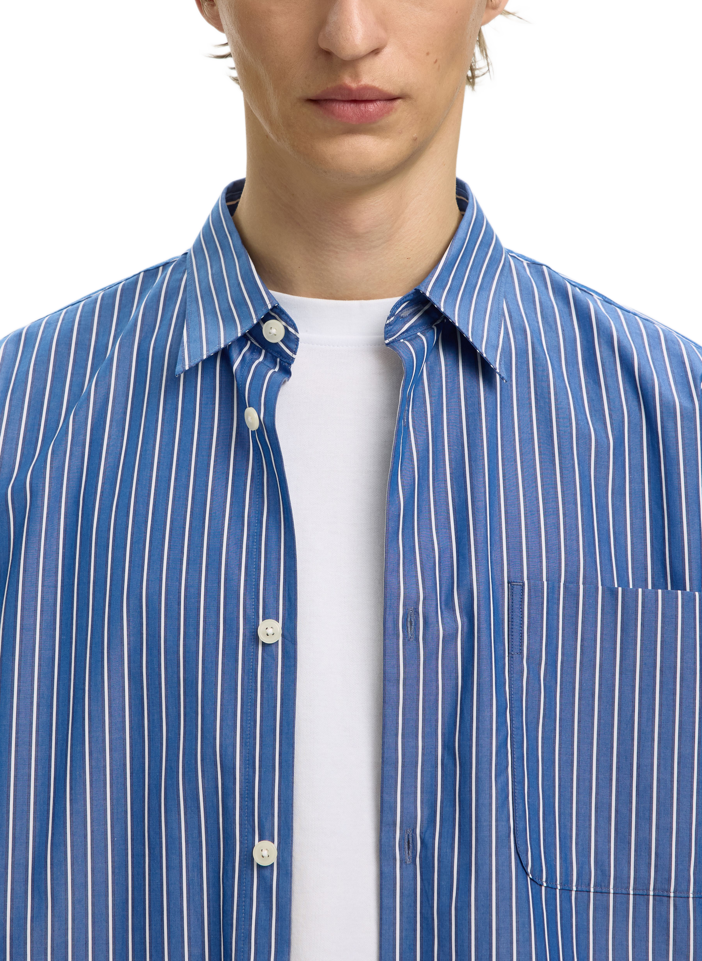 Chemise col classique en coton SELECTED Bleu